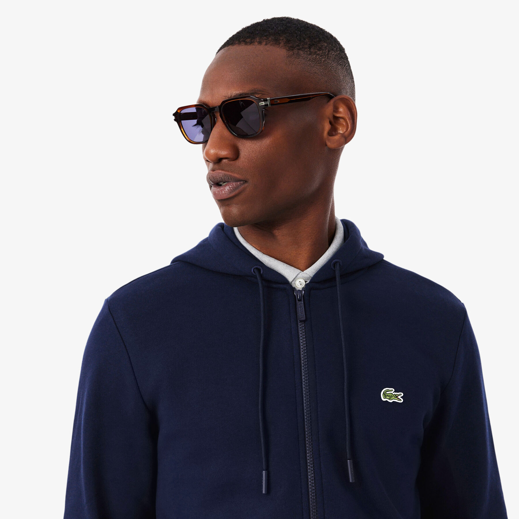 lacoste zip up fleece hoodie