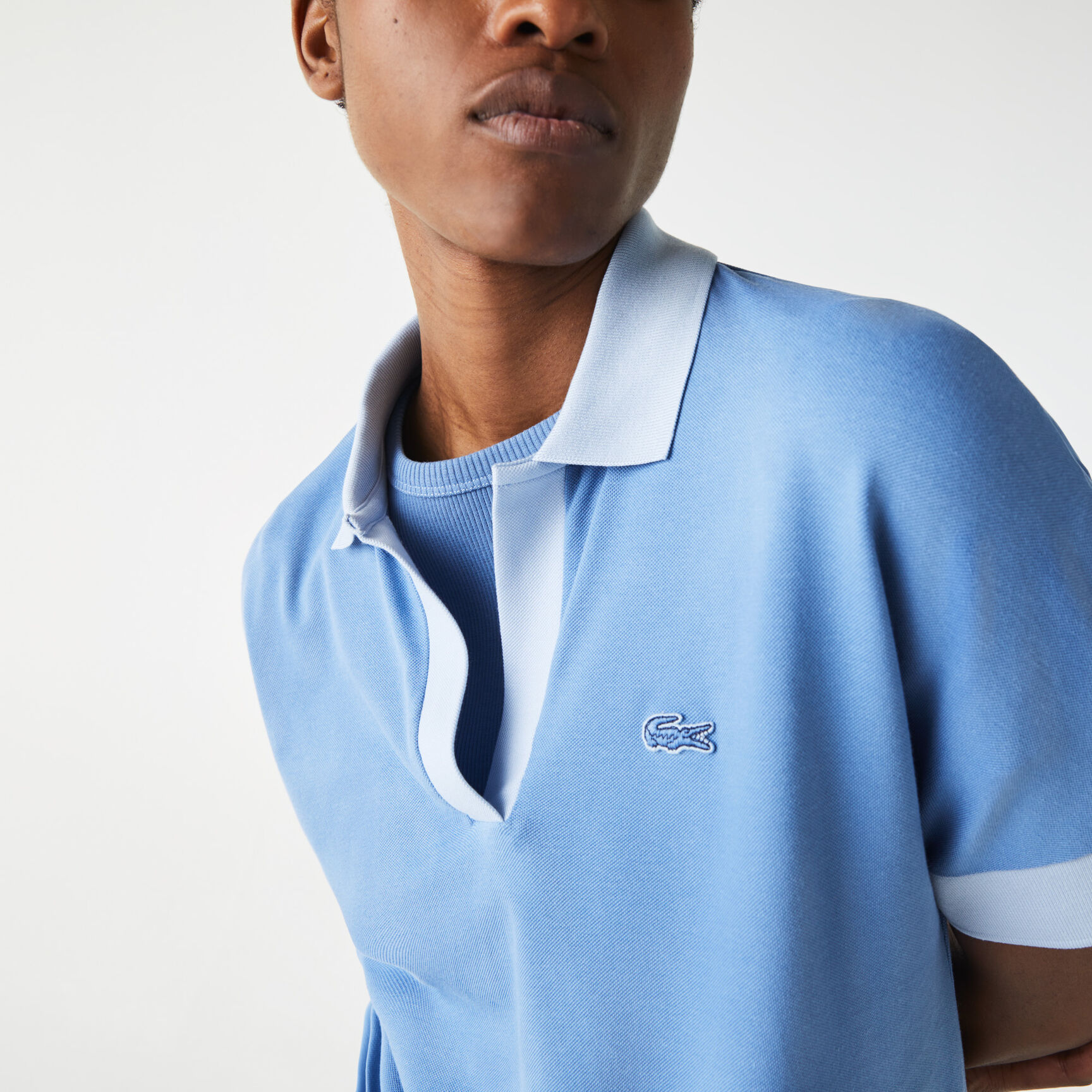 Women’s Lacoste Loose Fit Open Collar Flowing Piqué Polo Women’s Lacoste Loose Fit Open Collar Flowing Piqué Polo