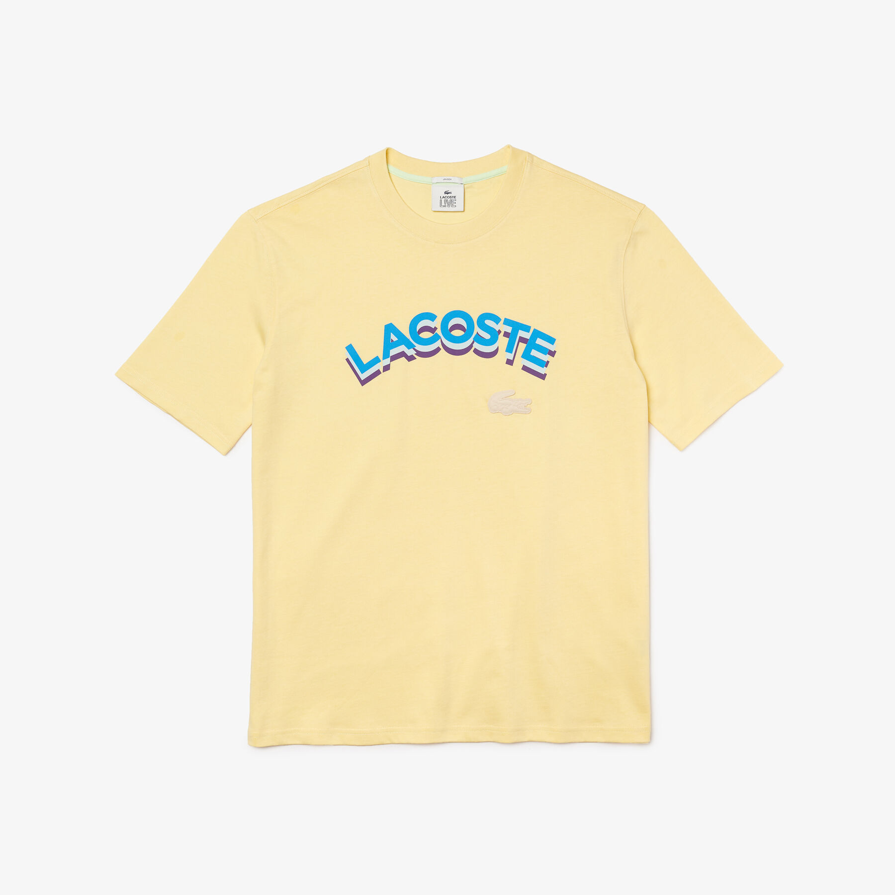 Unisex Lacoste LIVE Loose Fit Lettered Cotton T-shirt unisex lacoste live loose fit lettered cotton t shirt