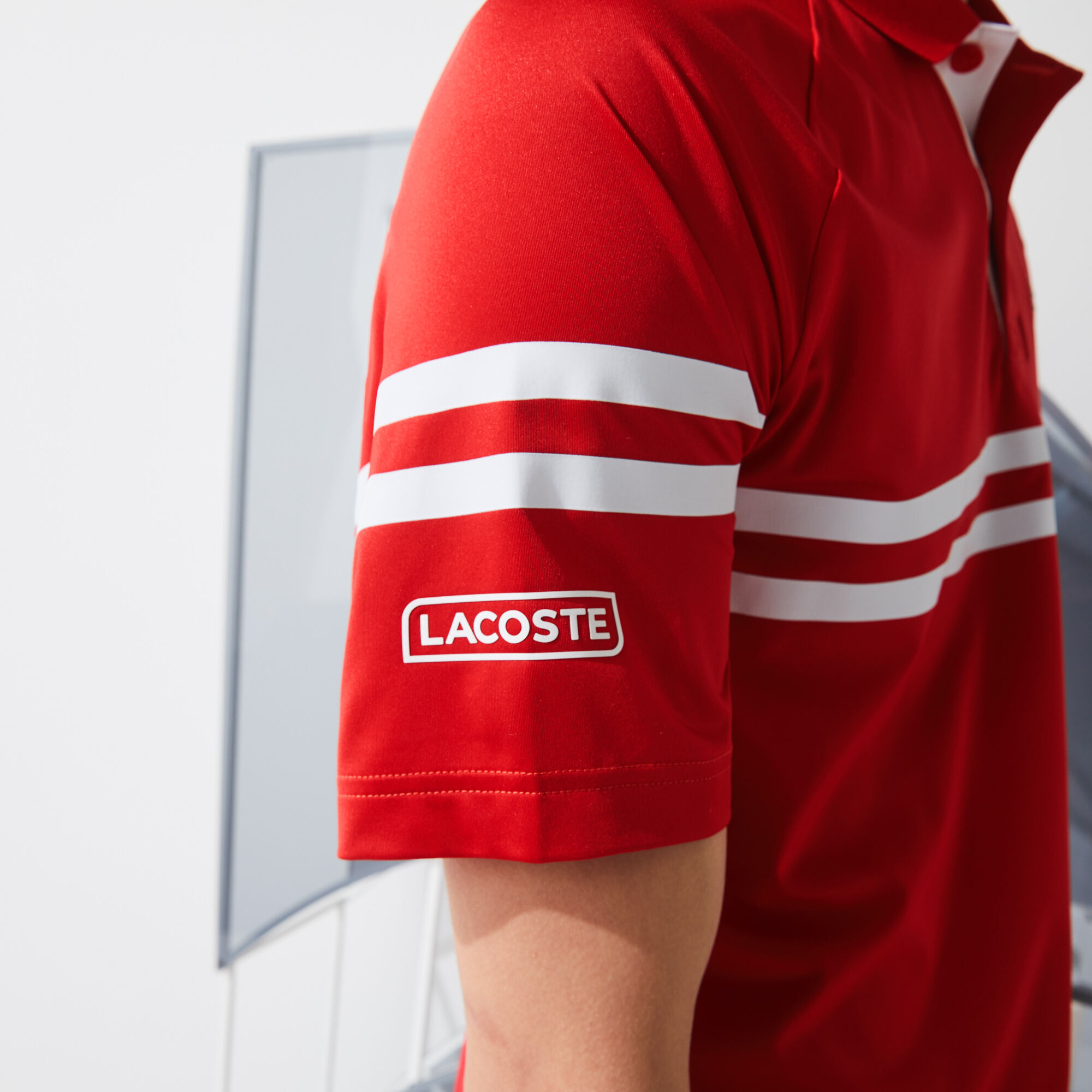Men’s Lacoste SPORT x Novak Djokovic Ultra-Light Striped Polo Shirt