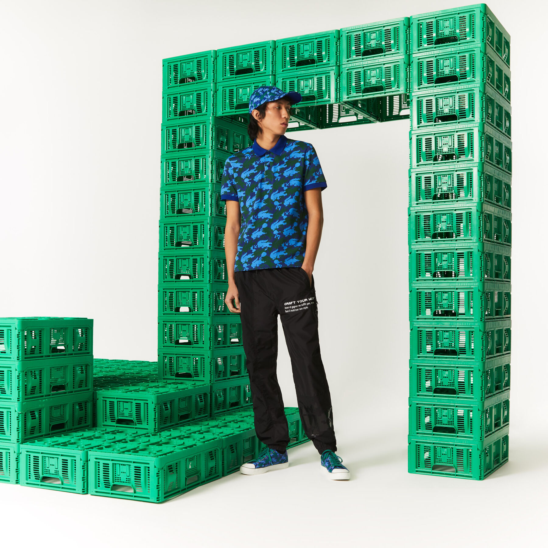unisex lacoste x minecraft print classic fit organic cotton polo shirt