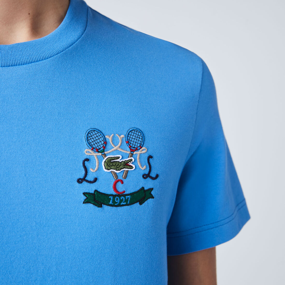 Men's Tennis Embroidery Crew Neck Cotton T-Shirt Men's Tennis Embroidery Crew Neck Cotton T-Shirt