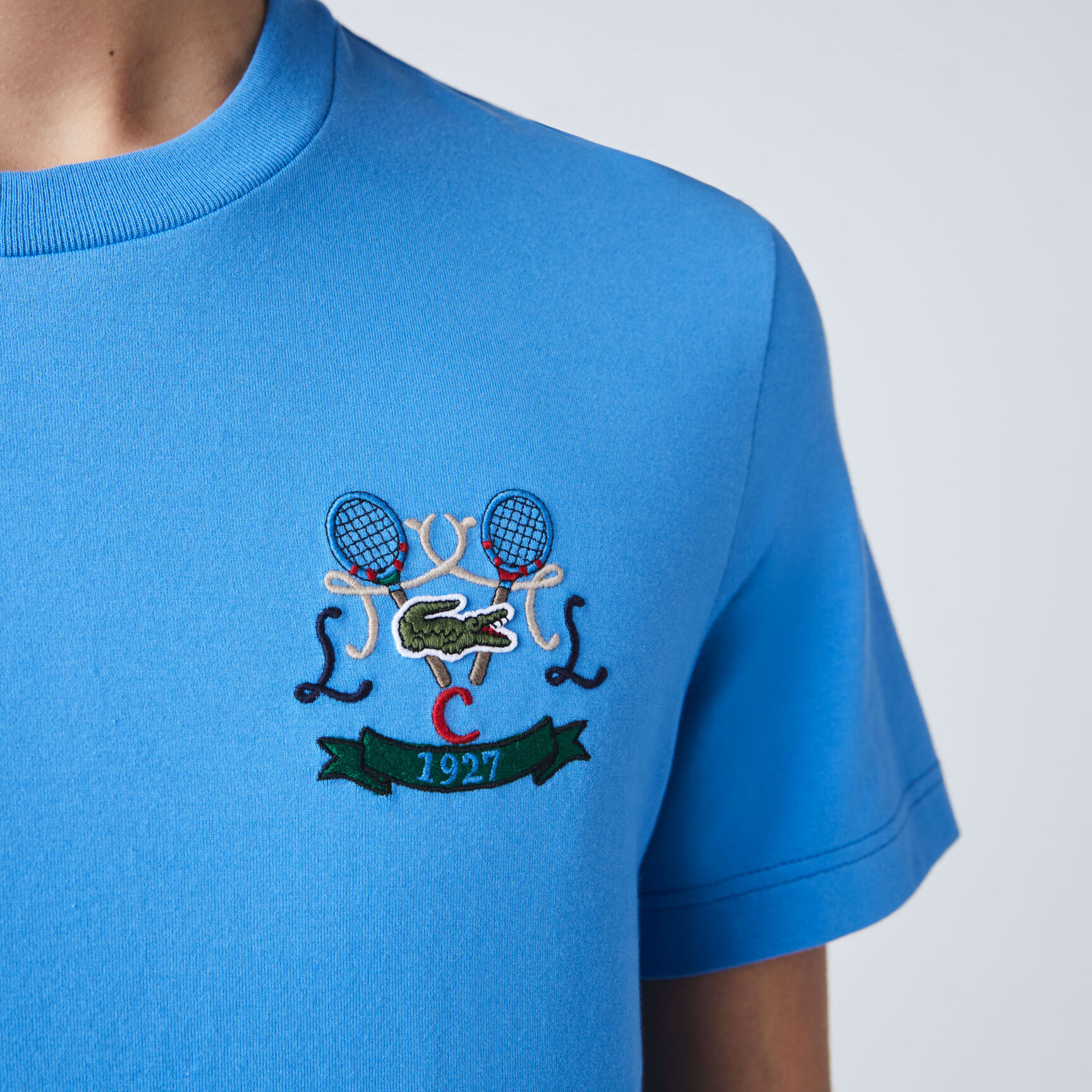 Men's Tennis Embroidery Crew Neck Cotton T-Shirt Men's Tennis Embroidery Crew Neck Cotton T-Shirt