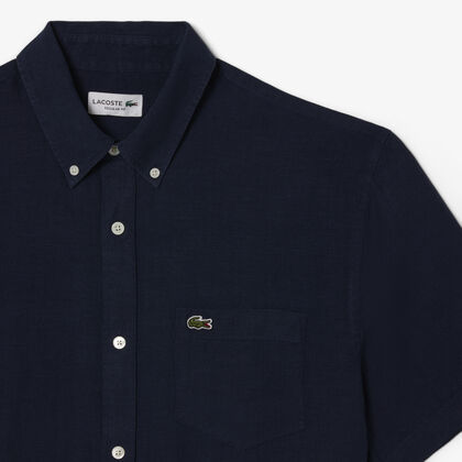 قميص كتان بأكمام قصيرة