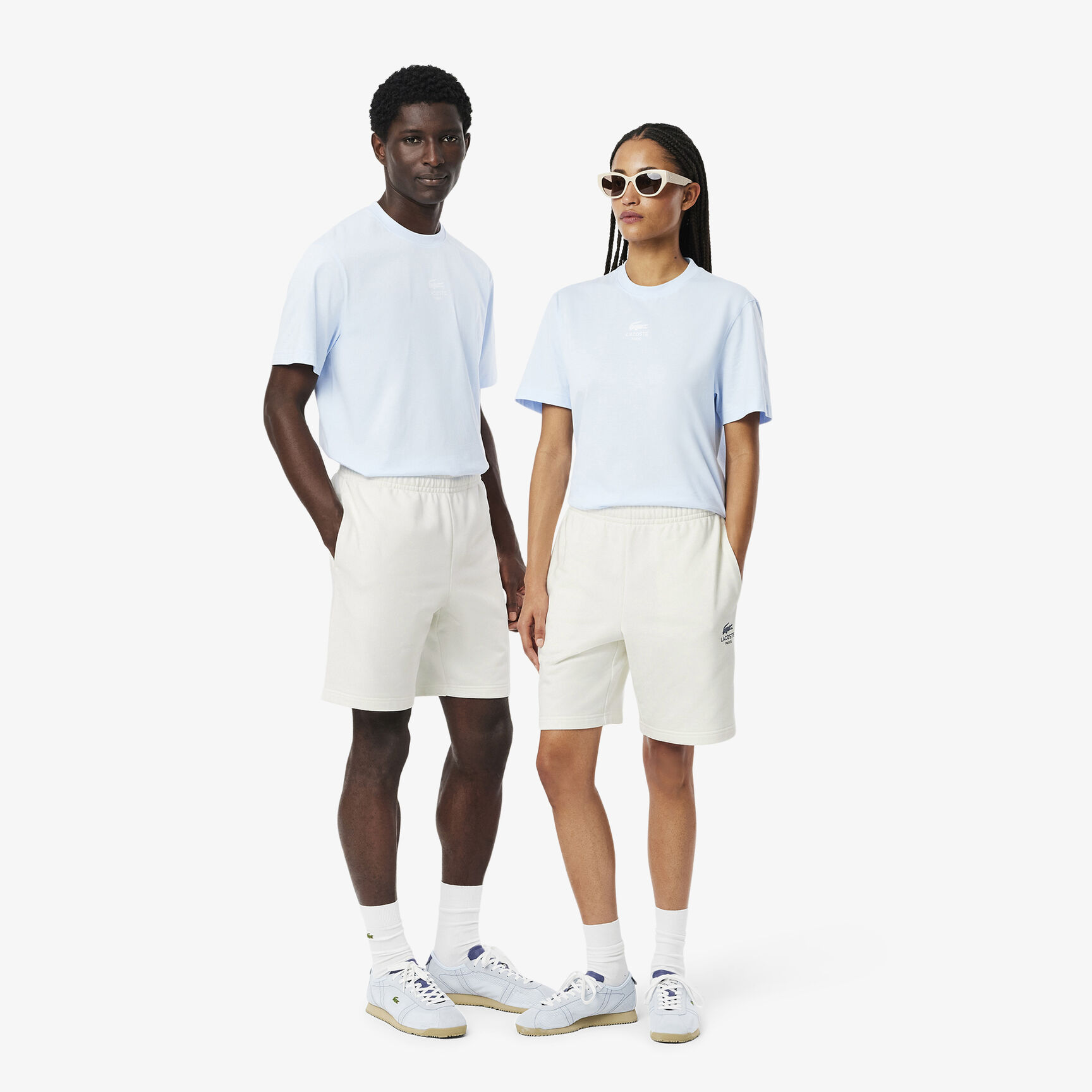 Printed cotton fleece shorts