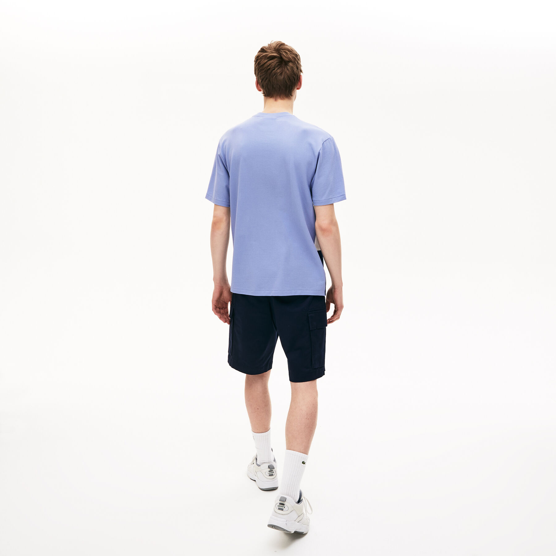 lacoste men s colourblock striped cotton piqu  crew neck t shirt