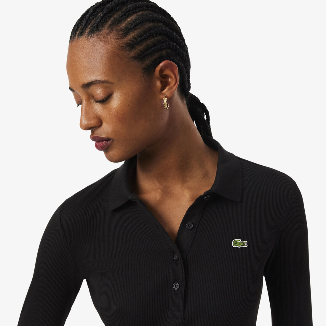 قصة ضيقة Ribbed قطن Polo Collar فستان Slim Fit Ribbed Cotton Polo Collar Dress - EF5297-00-031