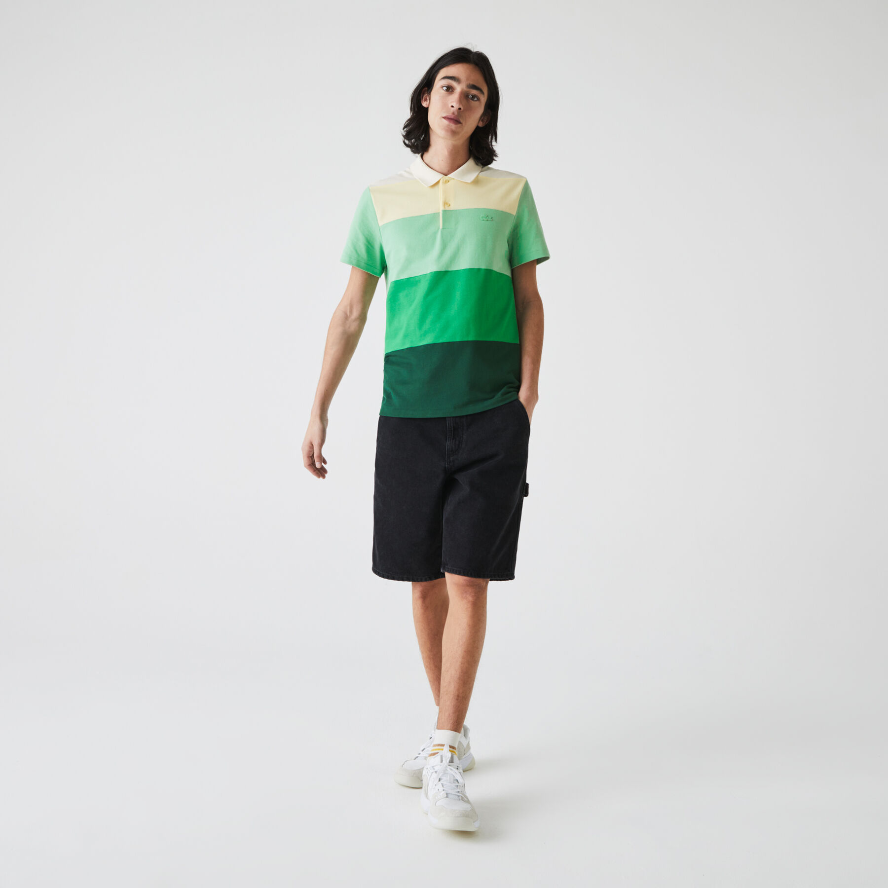 men s lacoste regular fit fresh colorblock cotton piqu  polo