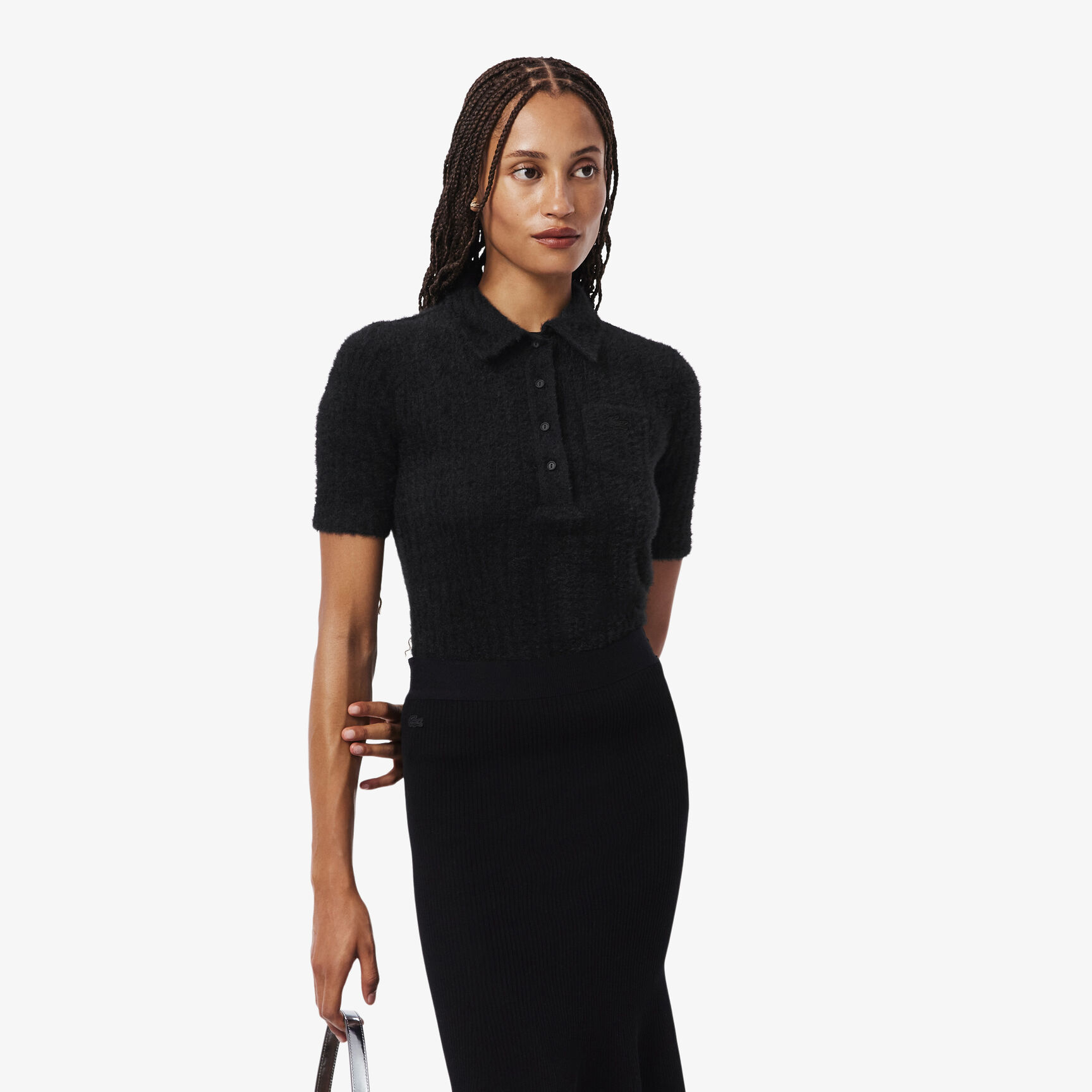 Slim Fit Fuzzy Rib Knit Polo Shirt Slim Fit Fuzzy Rib Knit Polo Shirt