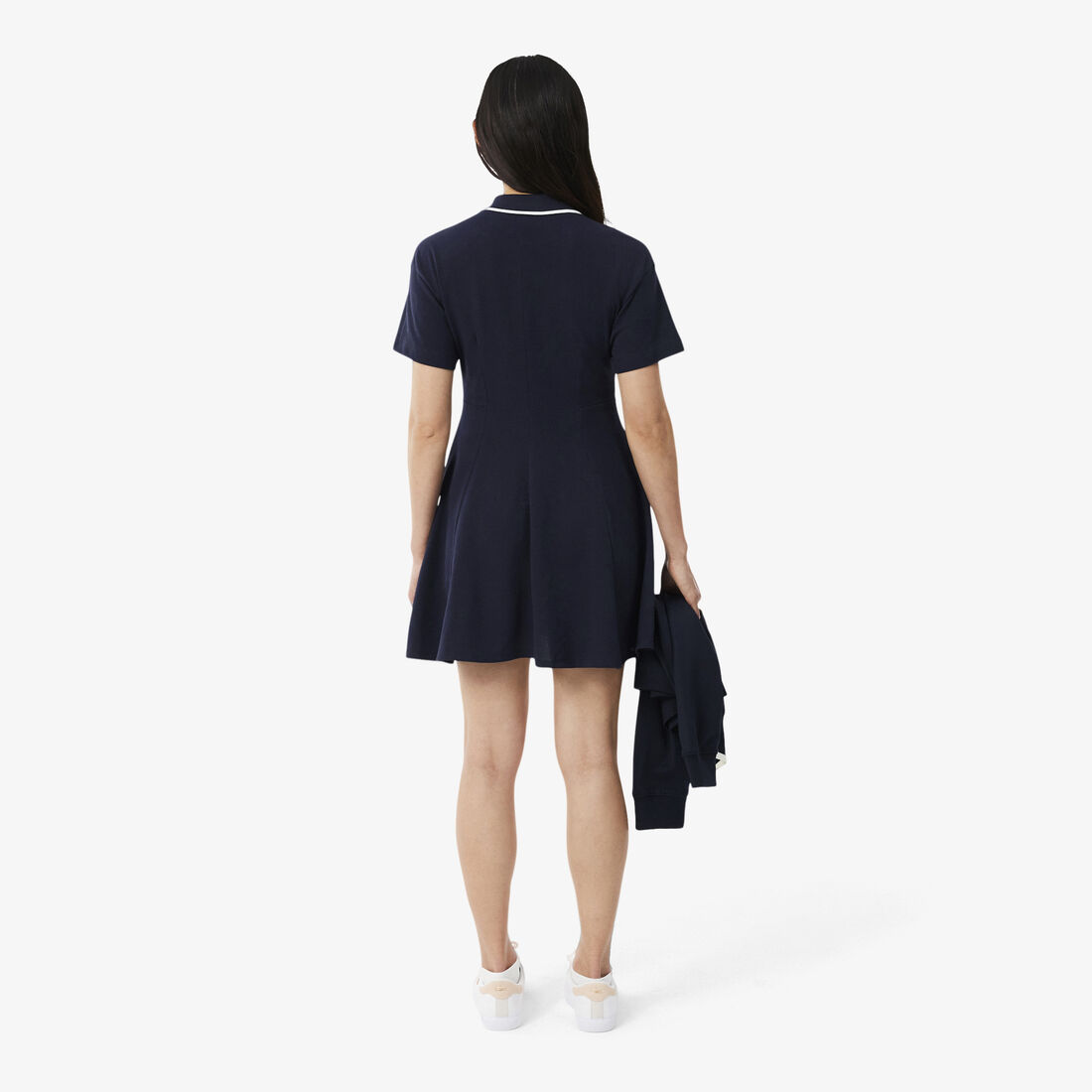 Flared Badge Accent Petit Pique Dress