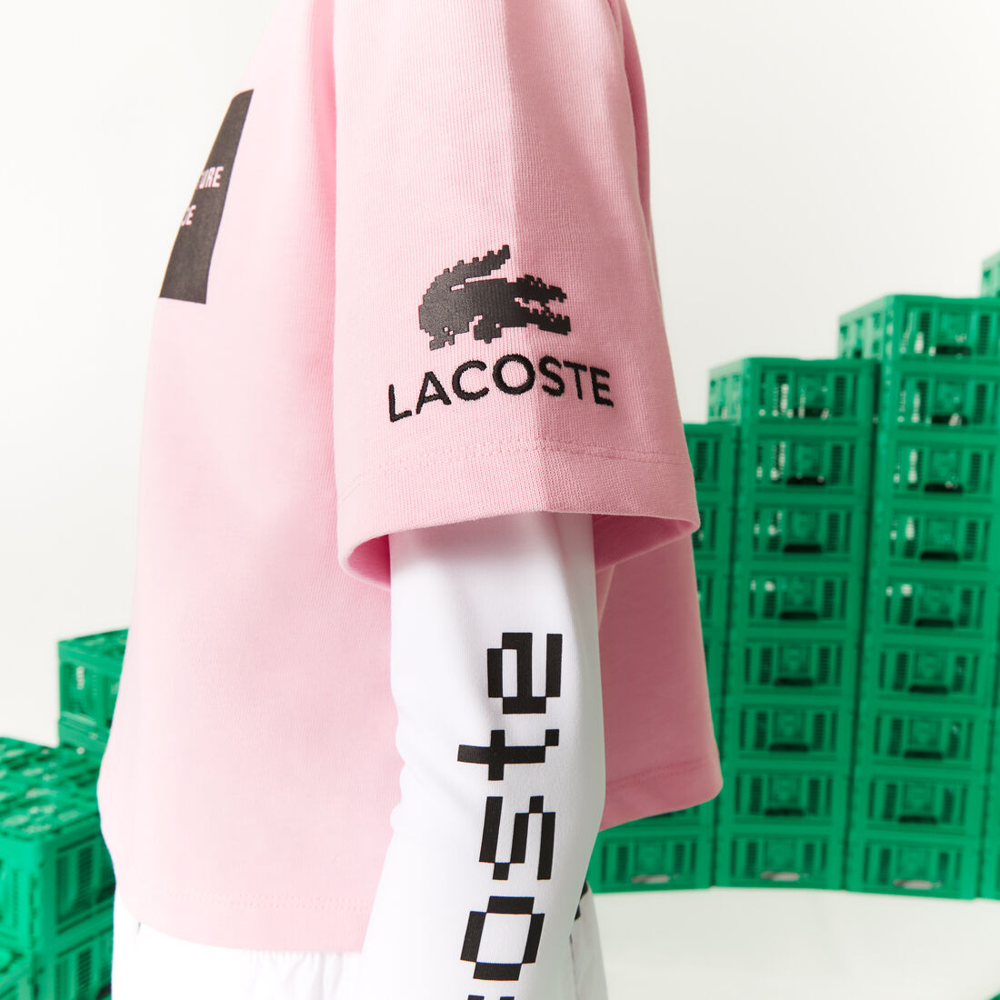 تيشيرت قطن عضوي قصير للنساء مجموعة Lacoste L!VE x Minecraft تيشيرت قطن عضوي قصير للنساء مجموعة Lacoste L!VE x Minecraft