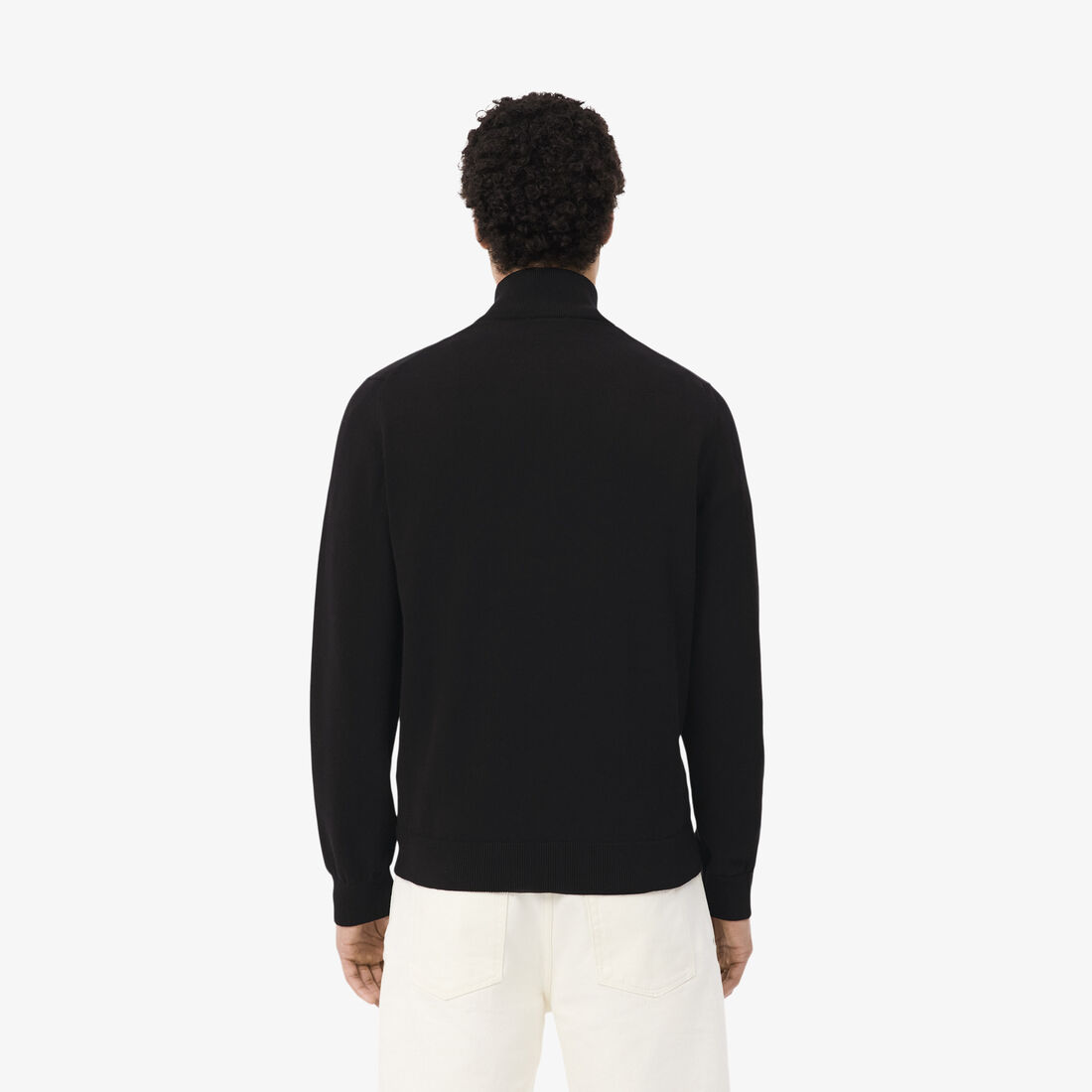 Zipped High Neck Cotton Sweater