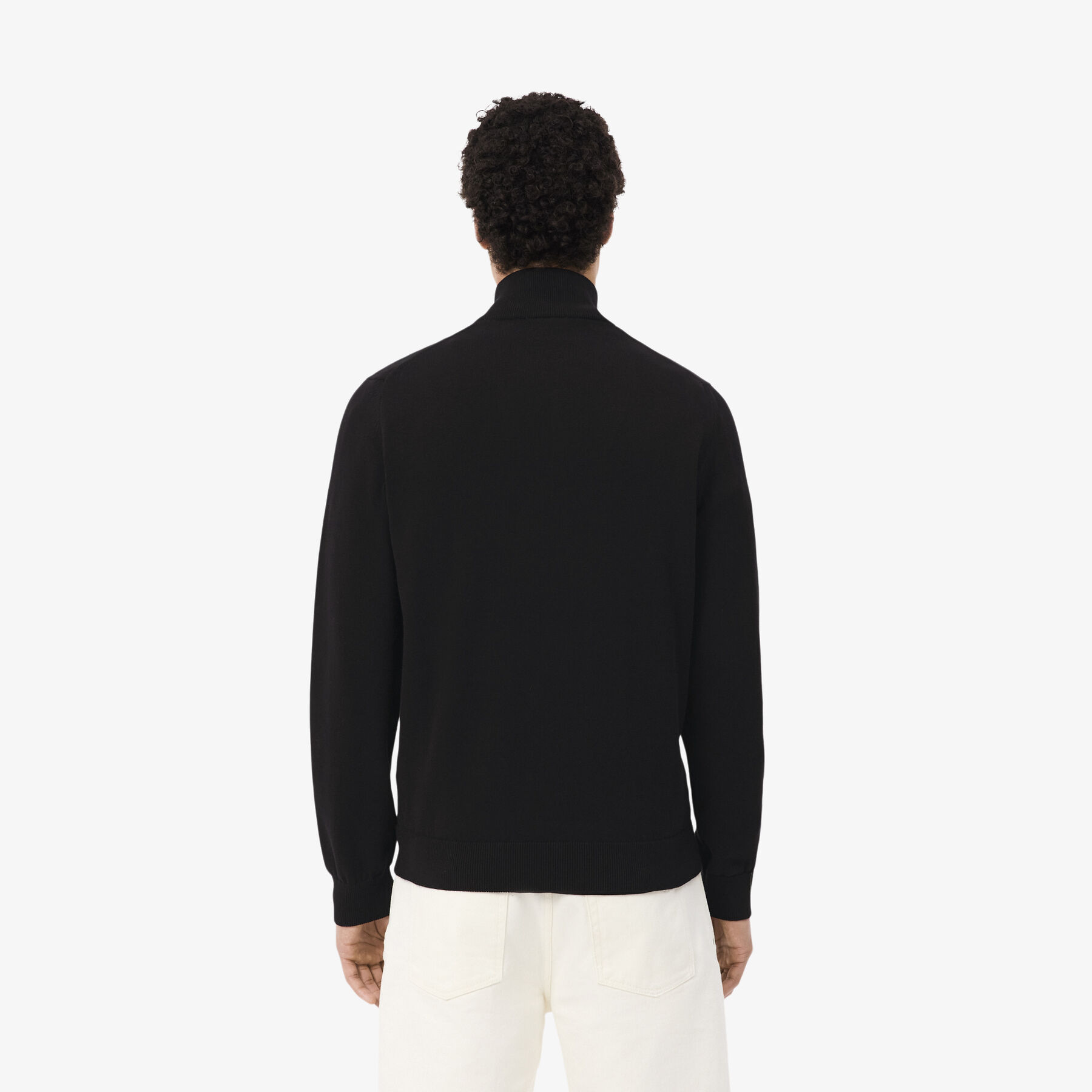 Zipped High Neck Cotton Sweater