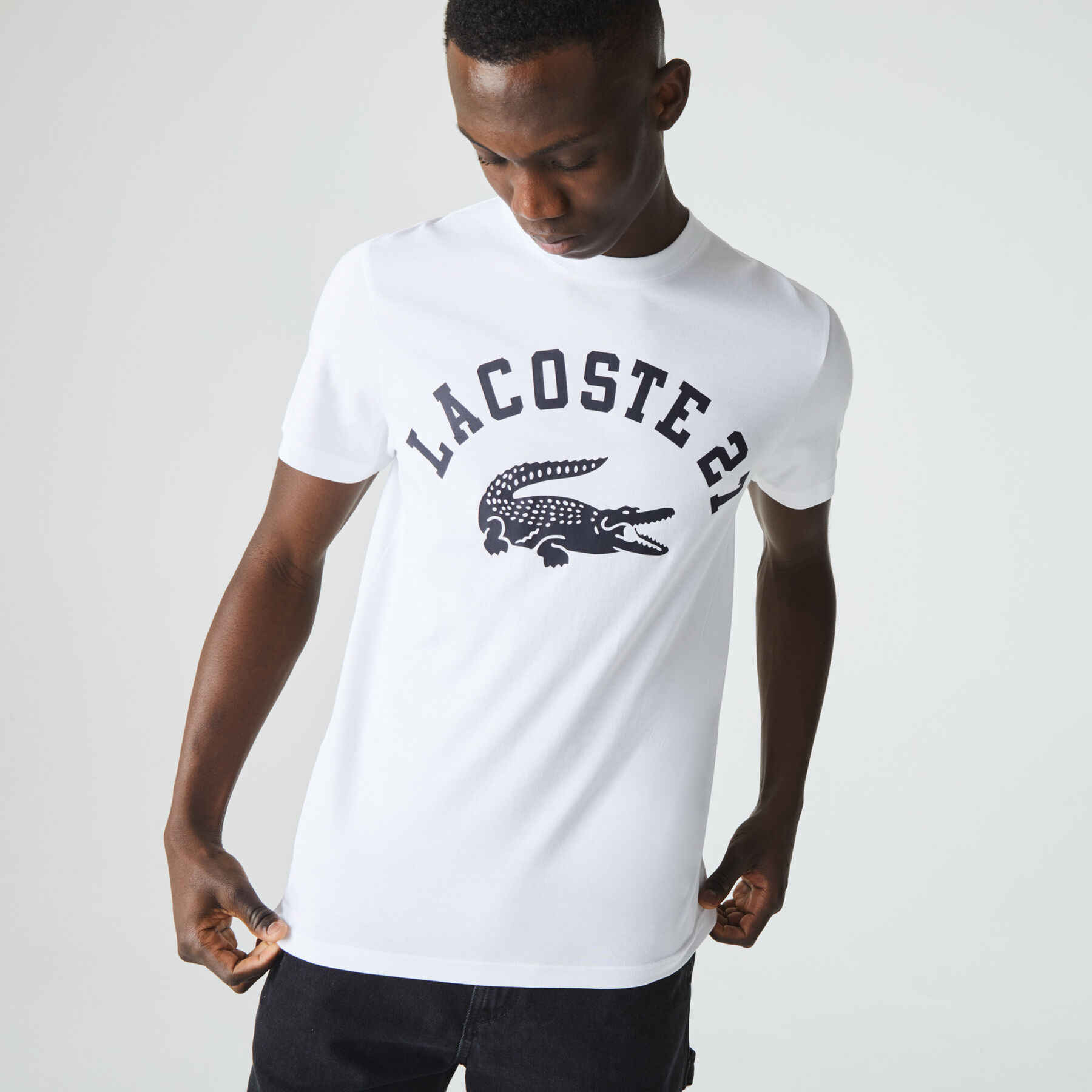 Men’s Crew Neck Lacoste 27 Print Cotton T-shirt men s crew neck lacoste 27 print cotton t shirt