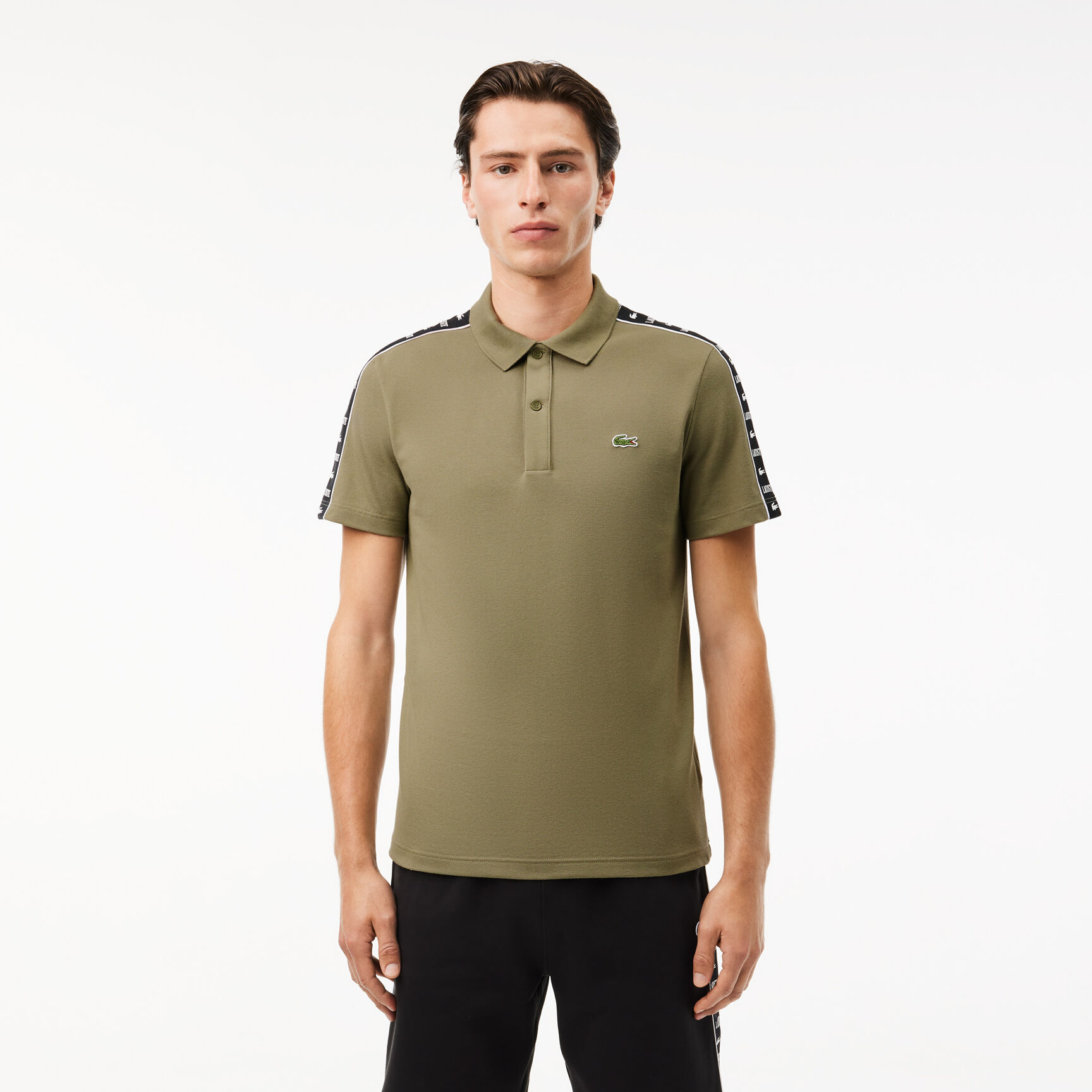Contrast Stripe Pique Polo Shirt