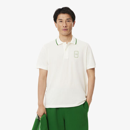 lacoste classic fit printed pique polo shirt