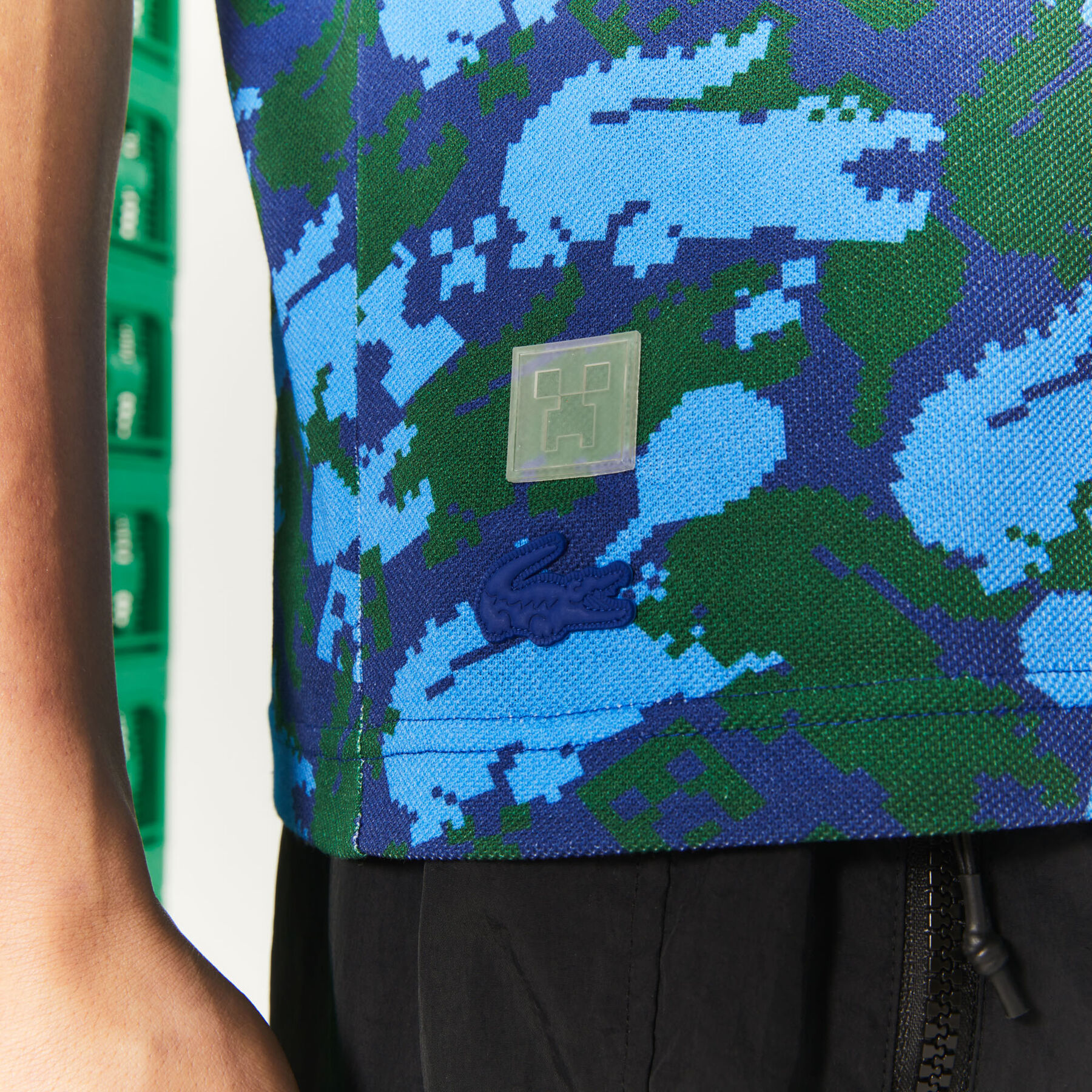 unisex lacoste x minecraft print classic fit organic cotton polo shirt