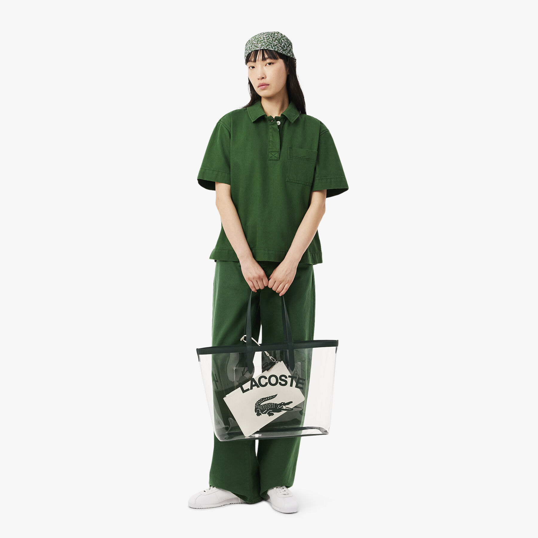 Large Anna Transparent Grained Tote lacoste large anna transparent grained tote