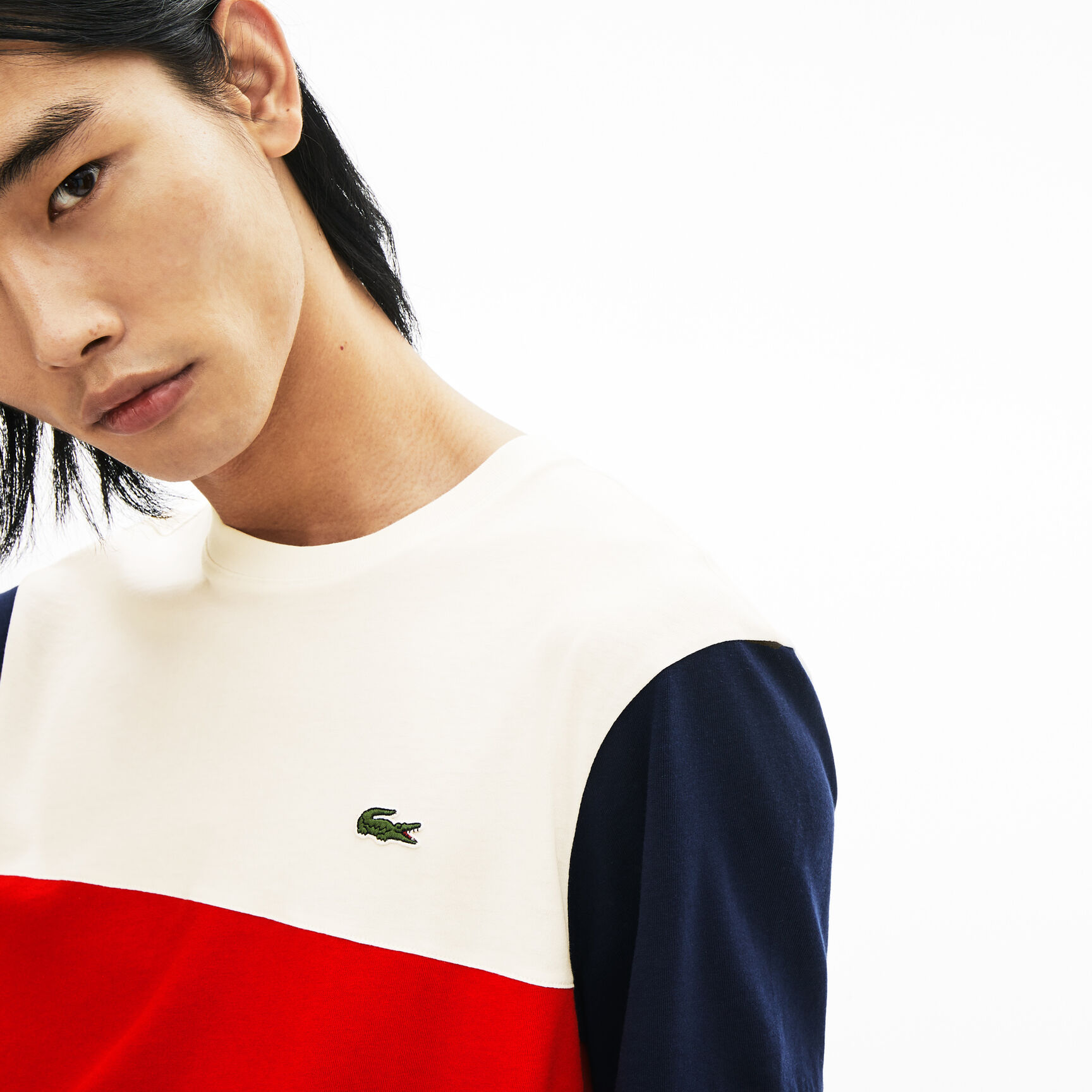 قميص تي-شيرت بفتحة رقبة مستديرة وألوان جريئة من القطن للرجال قميص تي-شيرت بفتحة رقبة مستديرة وألوان جريئة من القطن للرجال