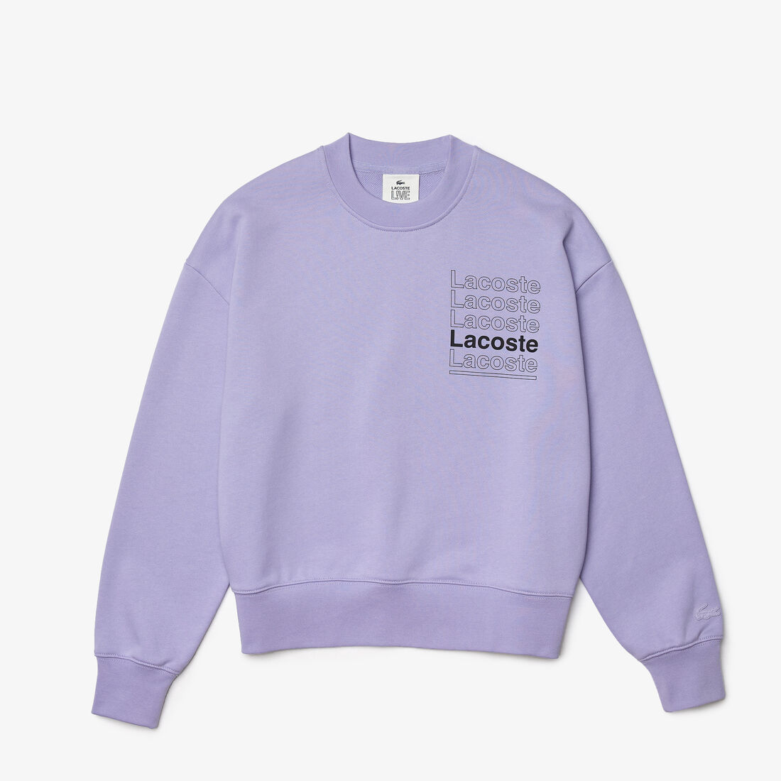 Women’s Lacoste L!VE Crew Neck Print Cotton Fleece Sweatshirt Women’s Lacoste L!VE Crew Neck Print Cotton Fleece Sweatshirt