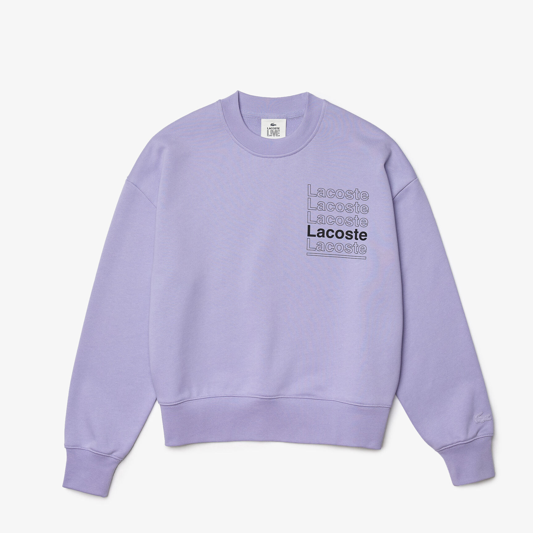 Women’s Lacoste L!VE Crew Neck Print Cotton Fleece Sweatshirt Women’s Lacoste L!VE Crew Neck Print Cotton Fleece Sweatshirt
