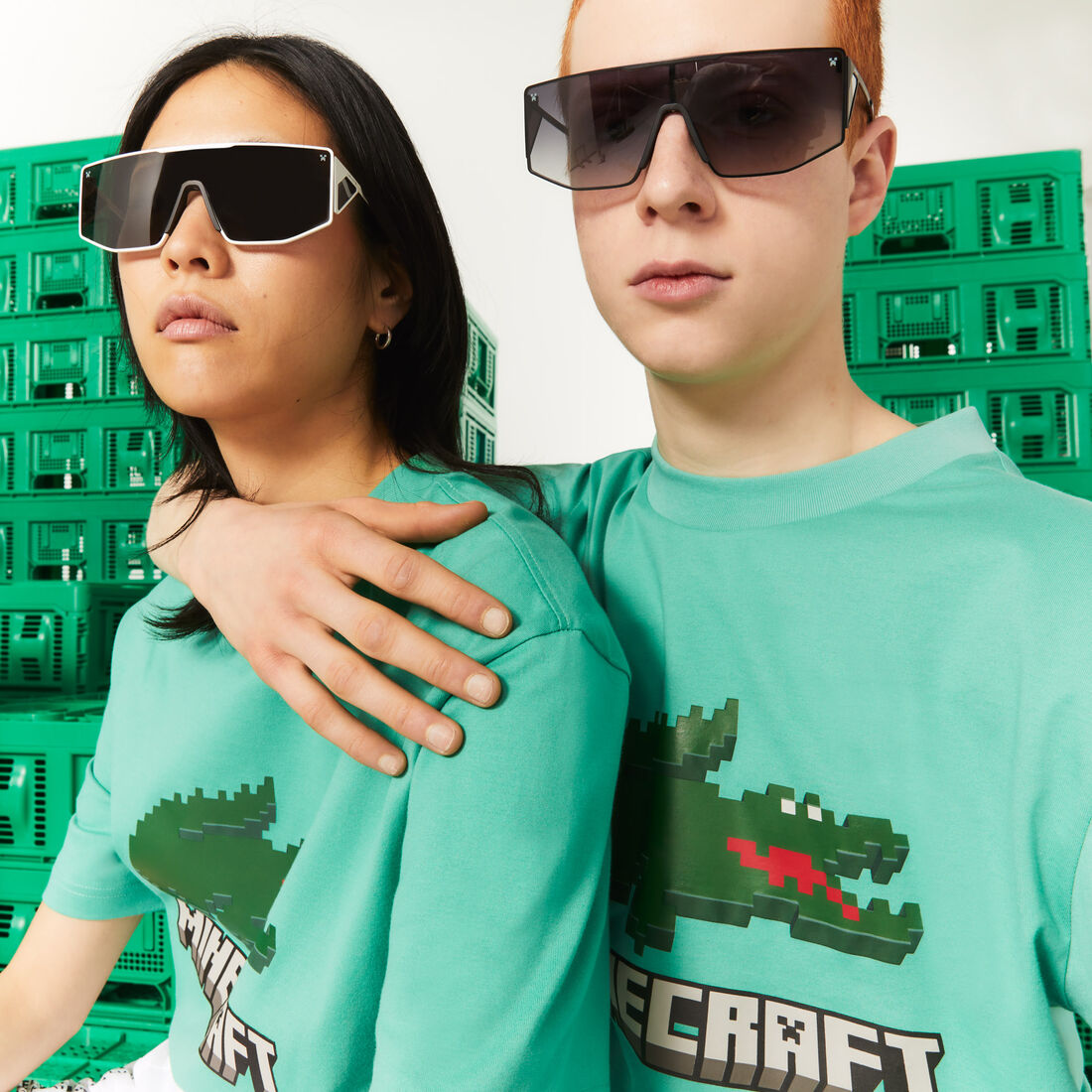 تيشيرت مطبوع قطن عضوي للجنسين مجموعة Lacoste x Minecraft تيشيرت مطبوع قطن عضوي للجنسين مجموعة Lacoste x Minecraft