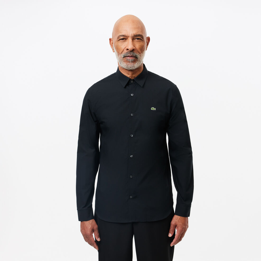 قميص بوبلين قطني مطاطي بقصة ضيقة