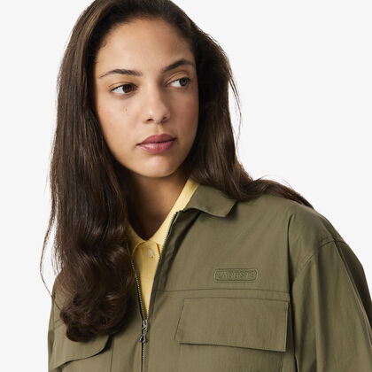 Oversized Cotton Zip Front Shirt Dress