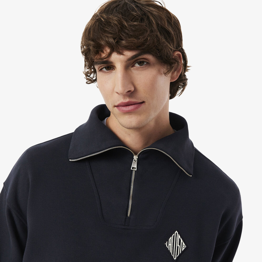 سويت شيرت بيكيه فضفاض بياقة بسحاب سويت شيرت بيكيه فضفاض بياقة بسحاب