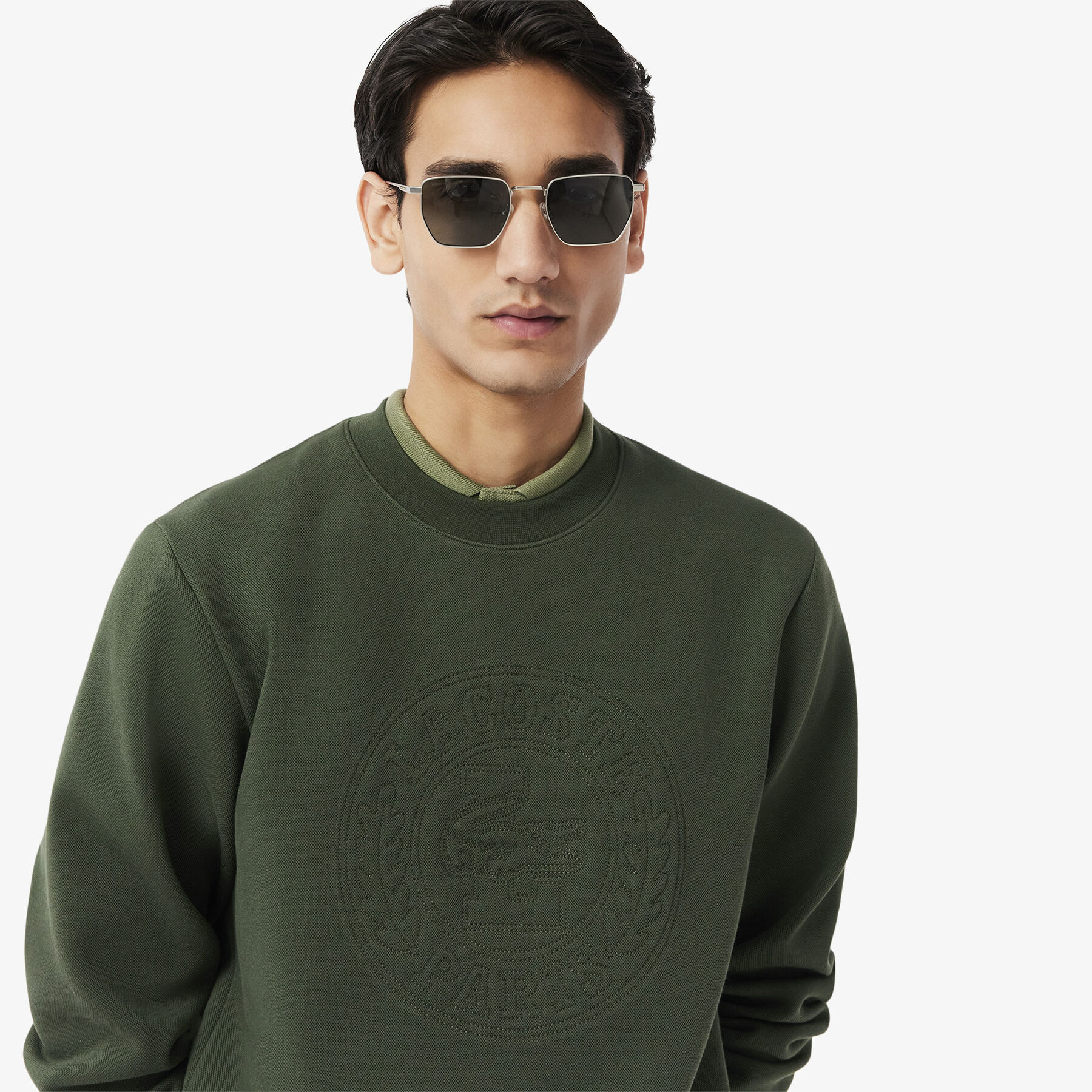 Embossed Logo Pique Sweatshirt