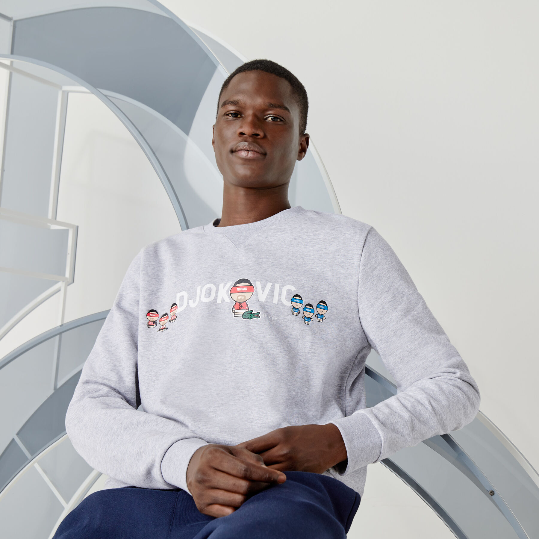 men s lacoste sport collab youssef sy in fleece sweatshirt