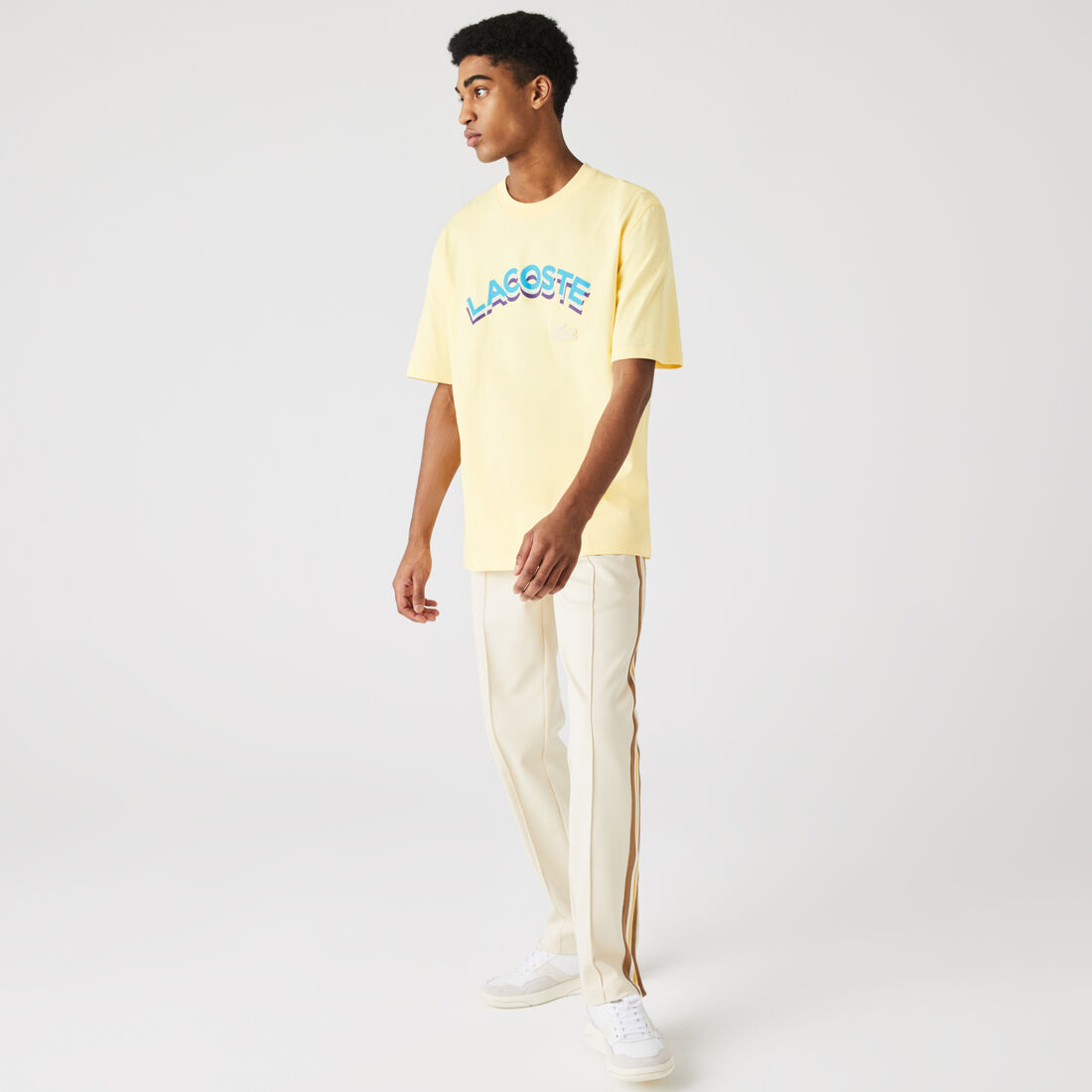 Unisex Lacoste LIVE Loose Fit Lettered Cotton T-shirt Unisex Lacoste LIVE Loose Fit Lettered Cotton T-shirt