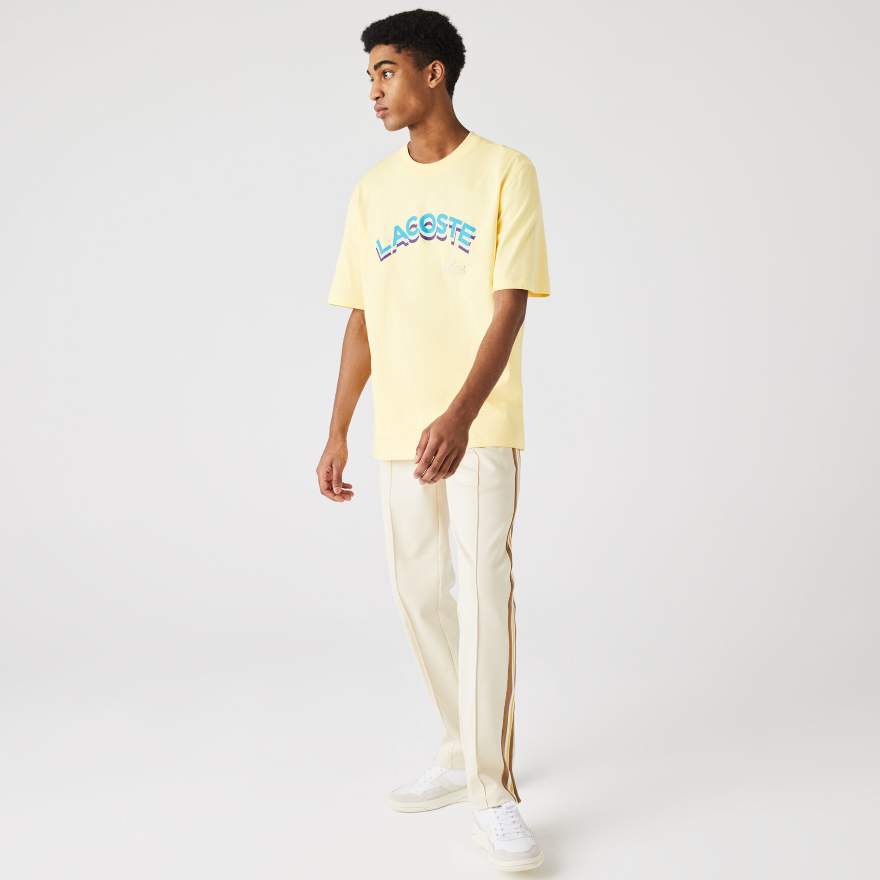 Unisex Lacoste LIVE Loose Fit Lettered Cotton T-shirt Unisex Lacoste LIVE Loose Fit Lettered Cotton T-shirt