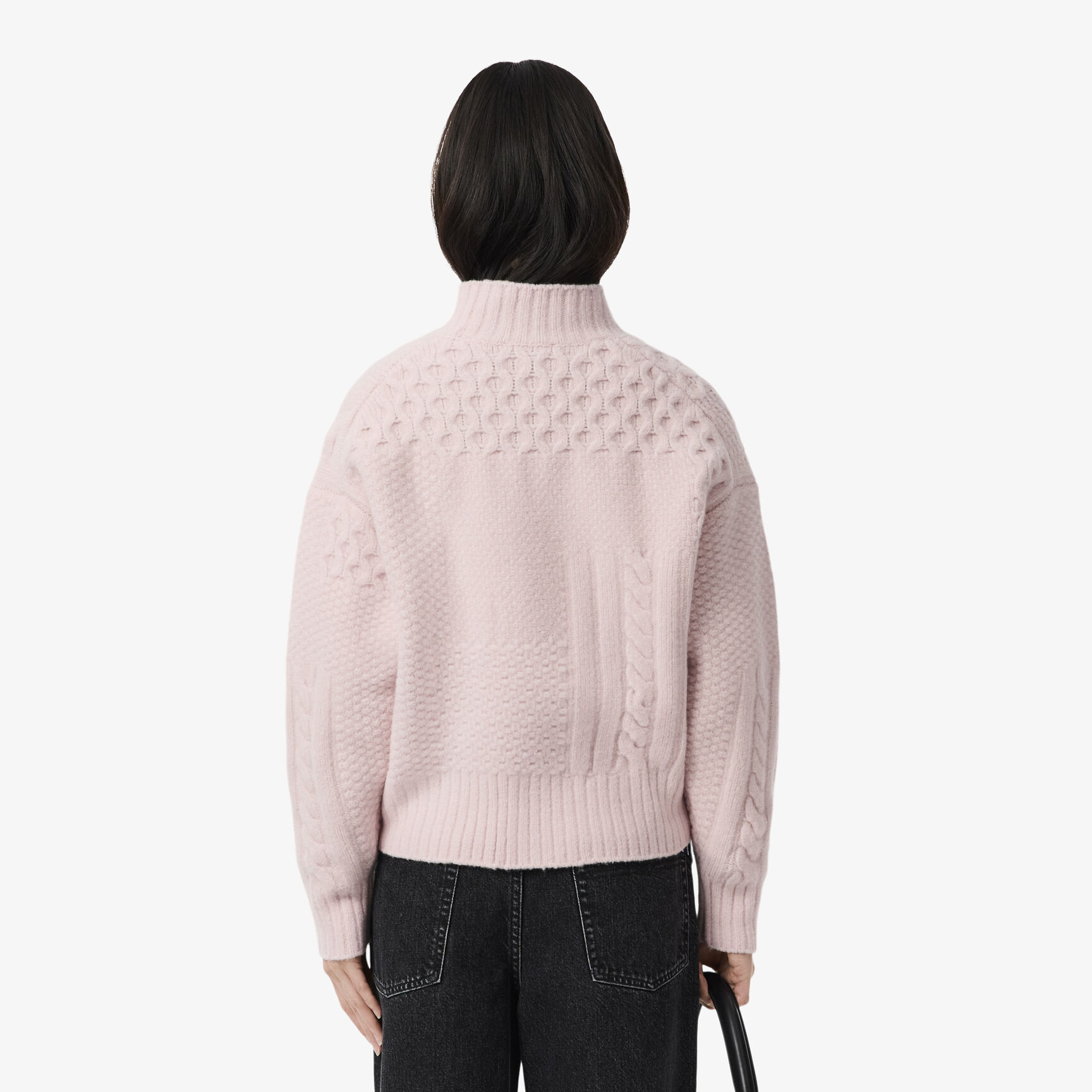 Patchwork Effect High Neck Wool Sweater