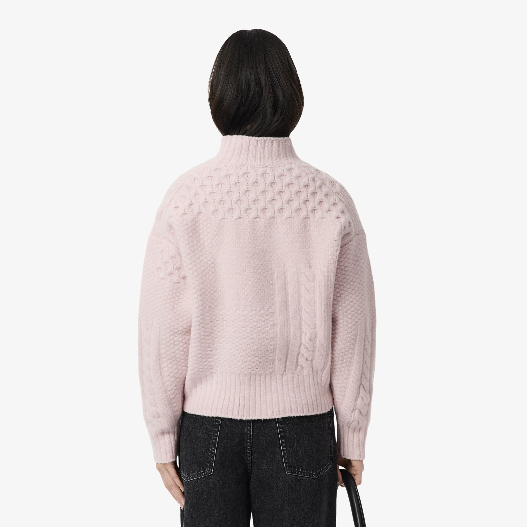 Patchwork Effect High Neck Wool Sweater Patchwork Effect High Neck Wool Sweater