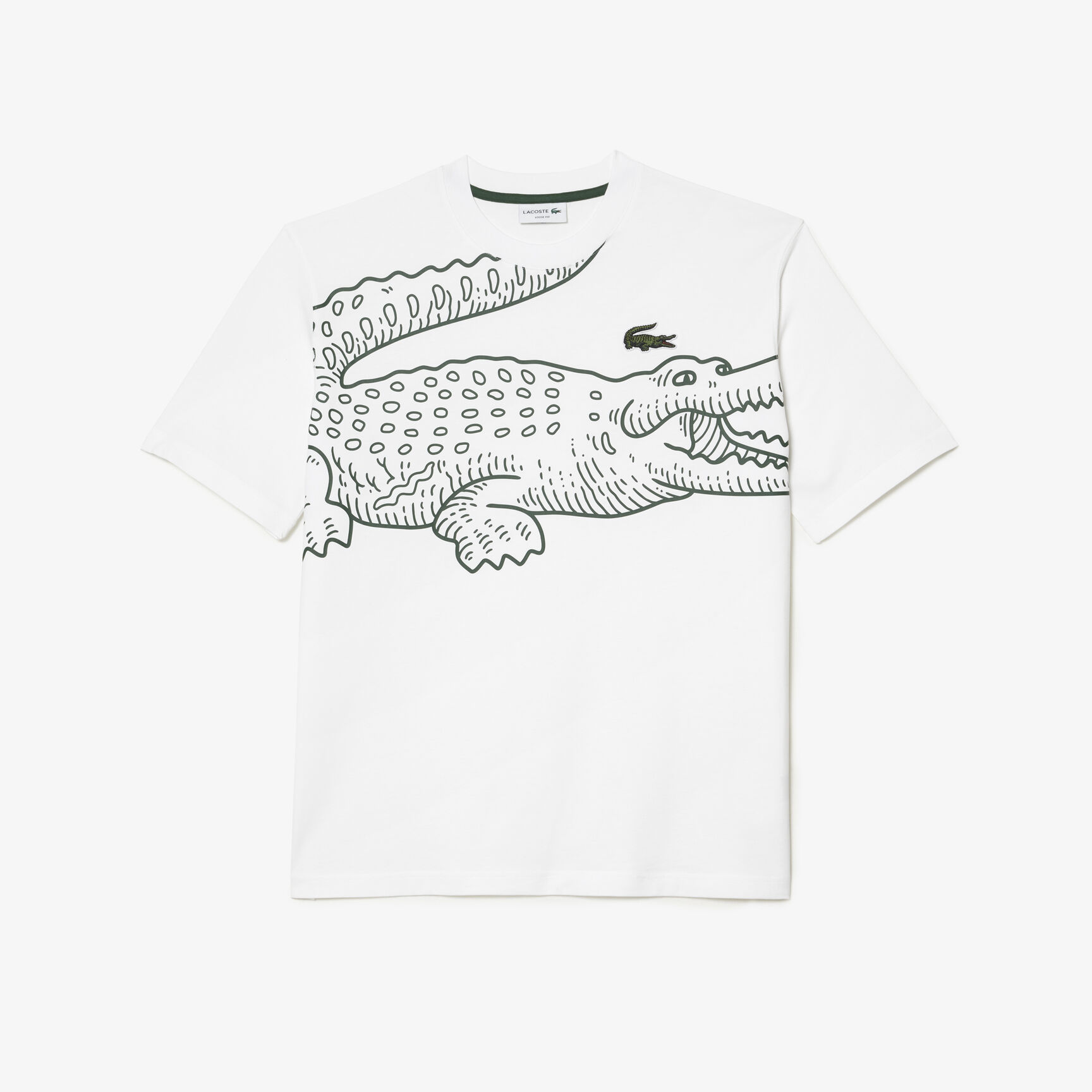 Men's Lacoste Round Neck Loose Fit Crocodile Print T-shirt Men's Lacoste Round Neck Loose Fit Crocodile Print T-shirt