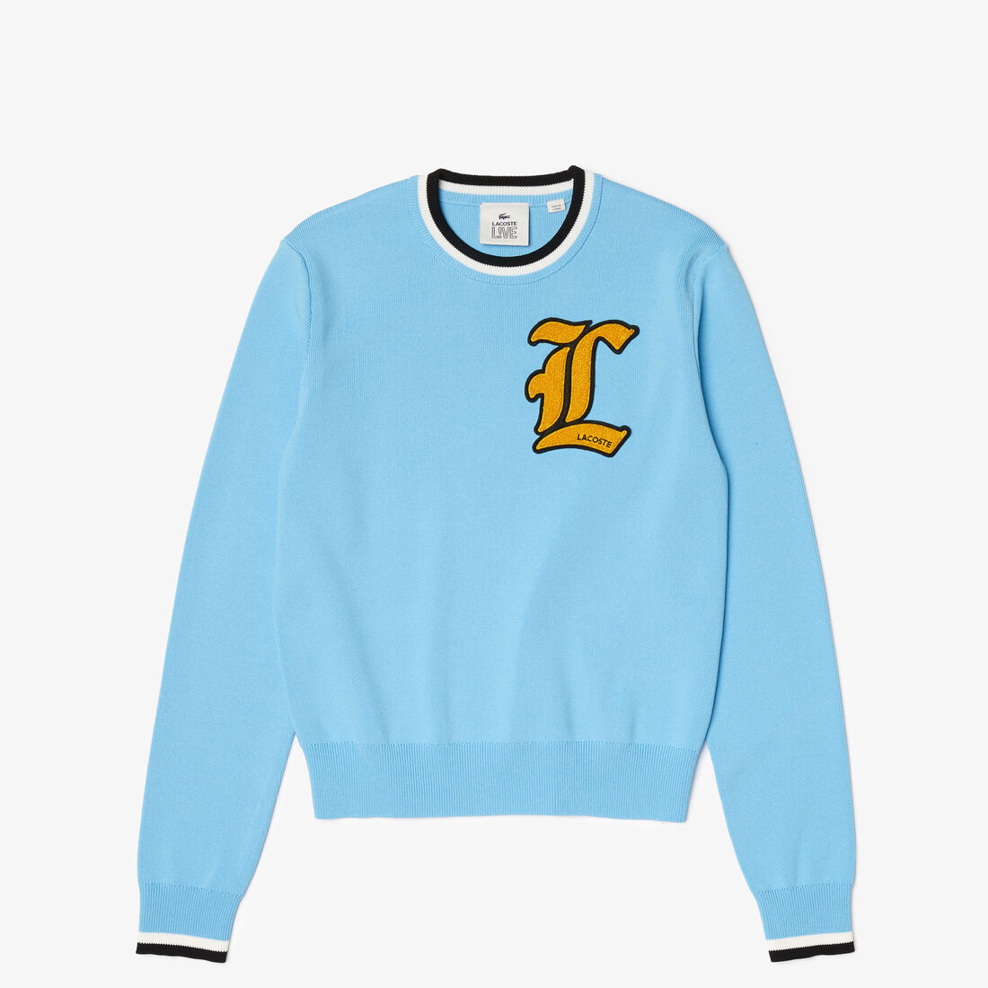 Women’s Lacoste L!VE Crew Neck Badge Cotton Sweater Women’s Lacoste L!VE Crew Neck Badge Cotton Sweater