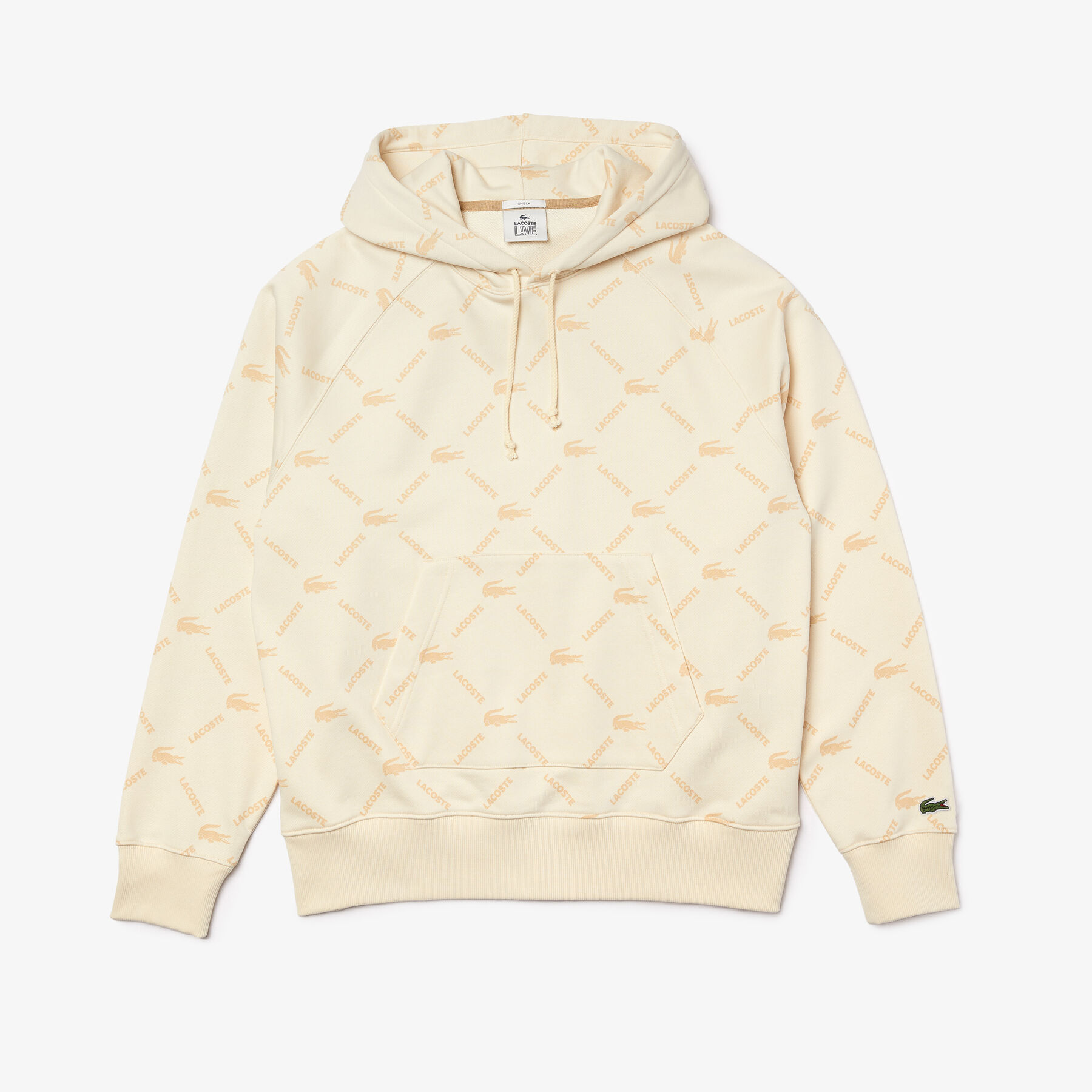 unisex lacoste live loose fit hooded monogram cotton sweatshirt