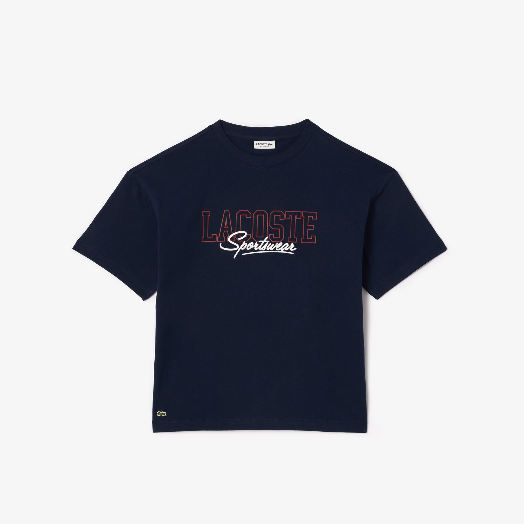 تي شيرت قطني بقصة مريحة وطبعة لاكوست تي شيرت قطني بقصة مريحة وطبعة لاكوست