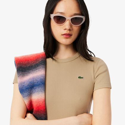 تي شيرت قطني مضلع بقصة ضيقة تي شيرت قطني مضلع بقصة ضيقة