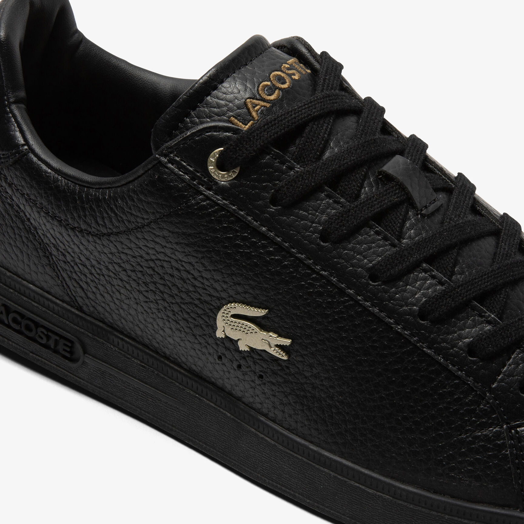 mens black leather lacoste trainers