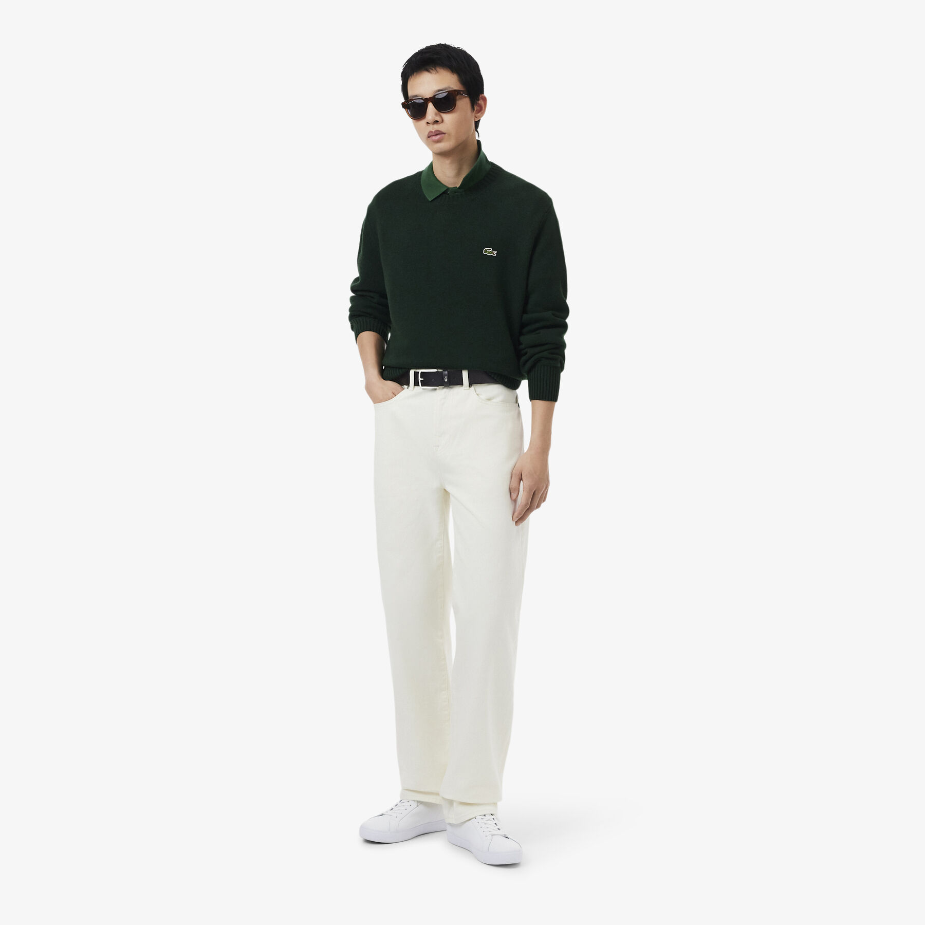 lacoste smooth leather belt