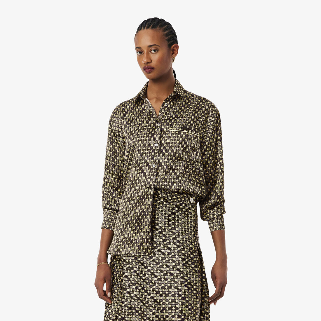 Oversized Printed Satin Shirt