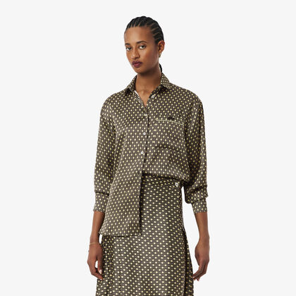 قميص ساتان مطبوع كبير الحجم