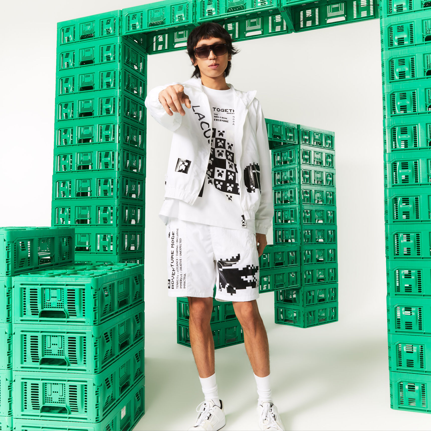 Unisex Lacoste L!VE x Minecraft Nylon Bermuda Shorts Unisex Lacoste L!VE x Minecraft Nylon Bermuda Shorts