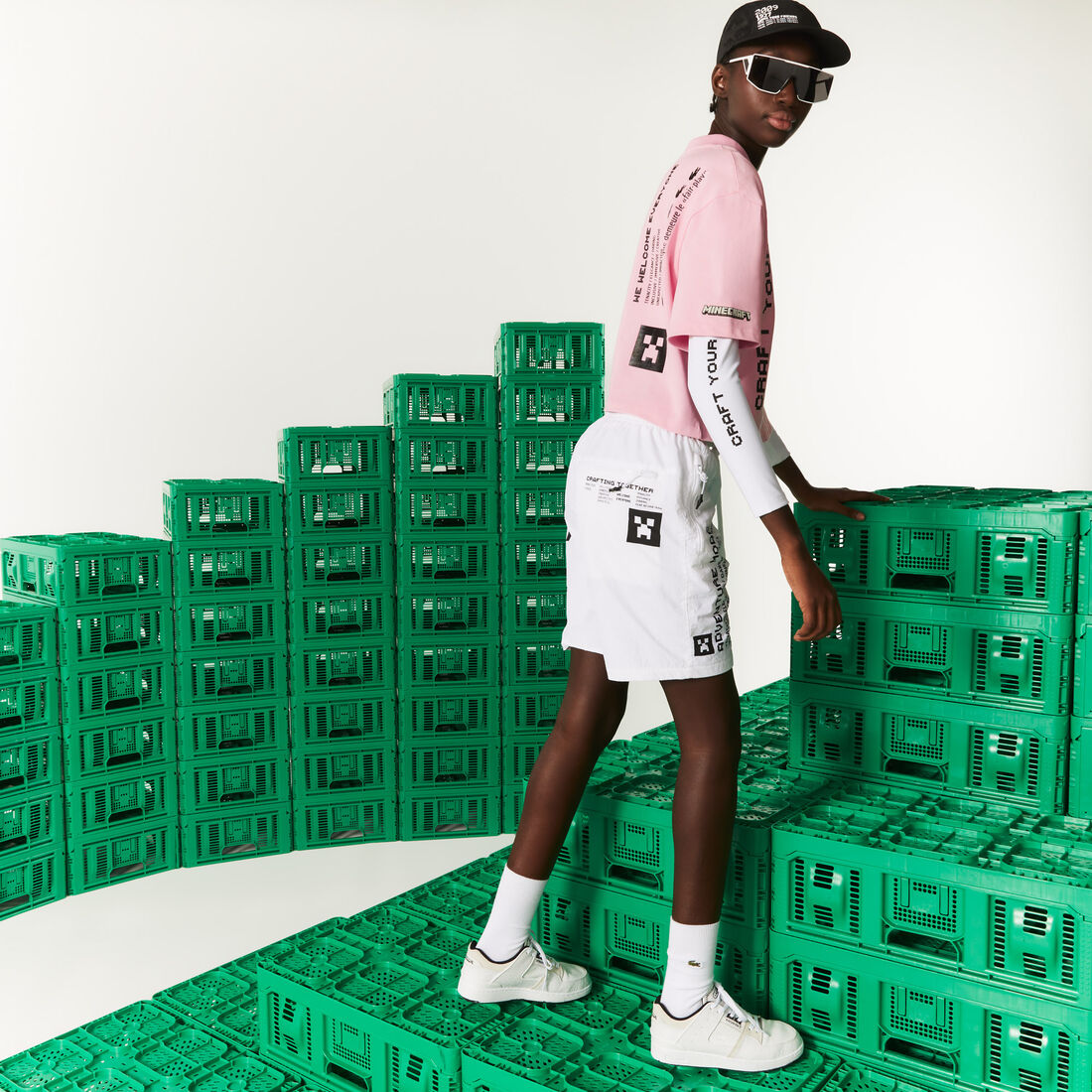 تيشيرت قطن عضوي قصير للنساء مجموعة Lacoste L!VE x Minecraft تيشيرت قطن عضوي قصير للنساء مجموعة Lacoste L!VE x Minecraft