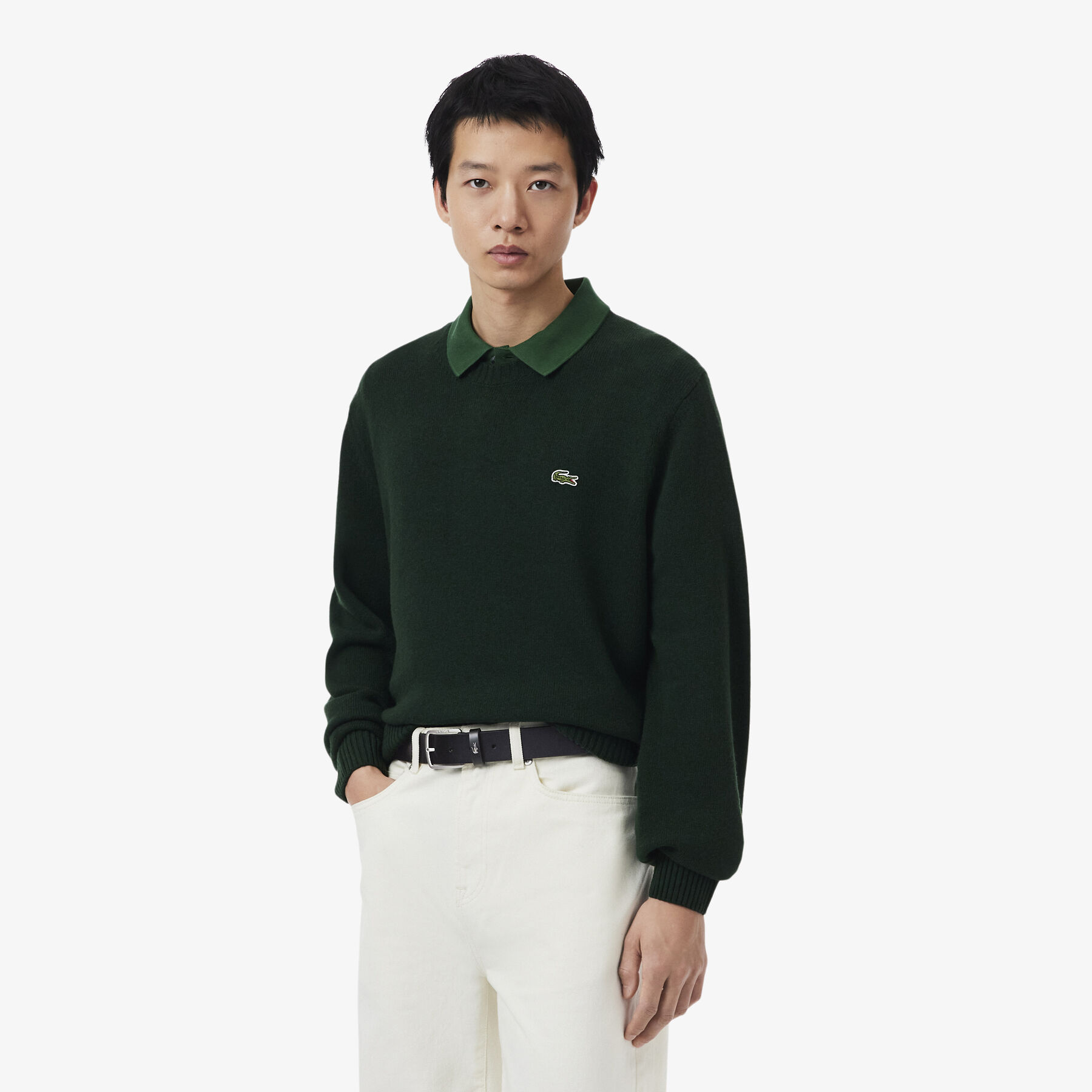 lacoste smooth leather belt