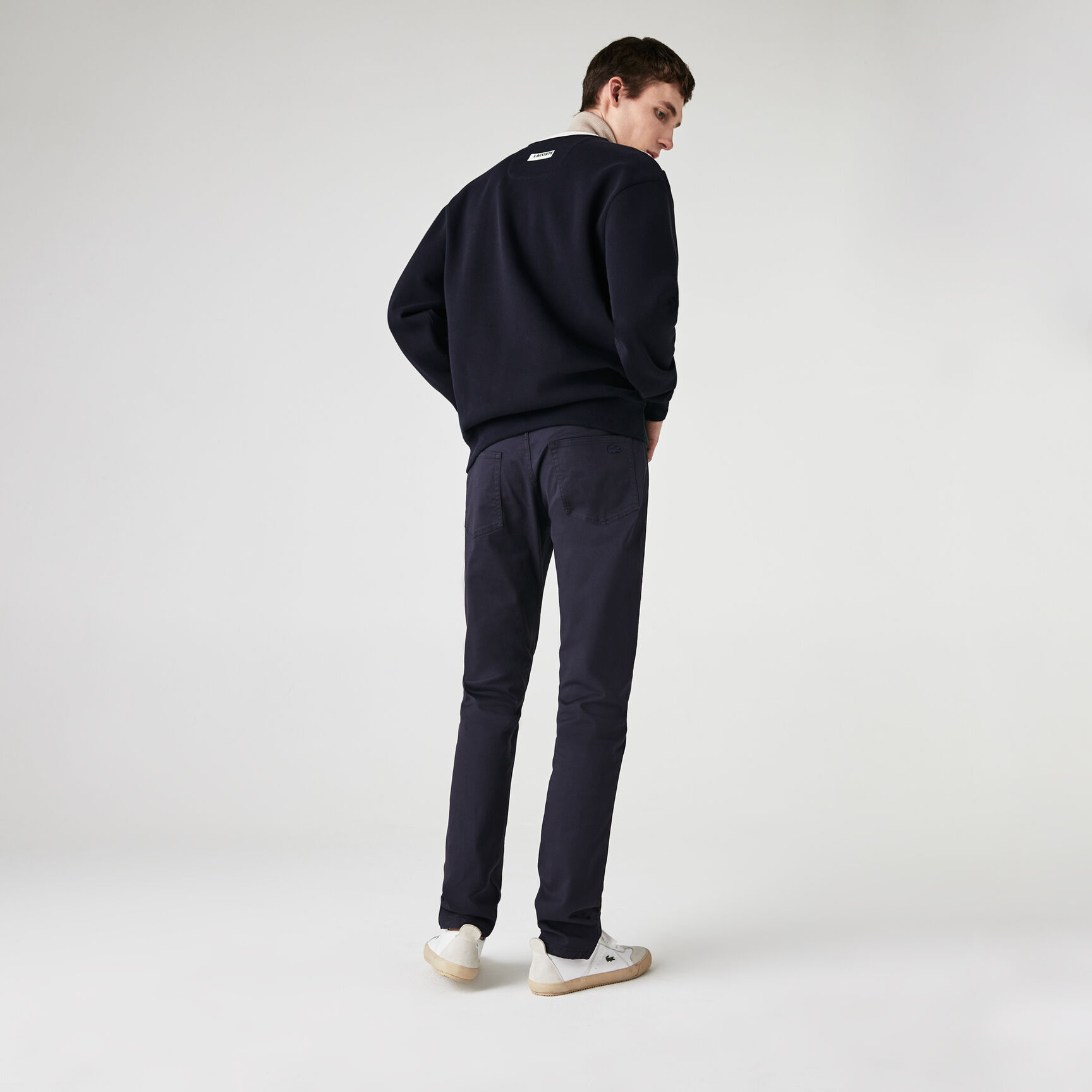 بنطال من القطن المرن بقصة ضيقة 5 جيوب للرجال