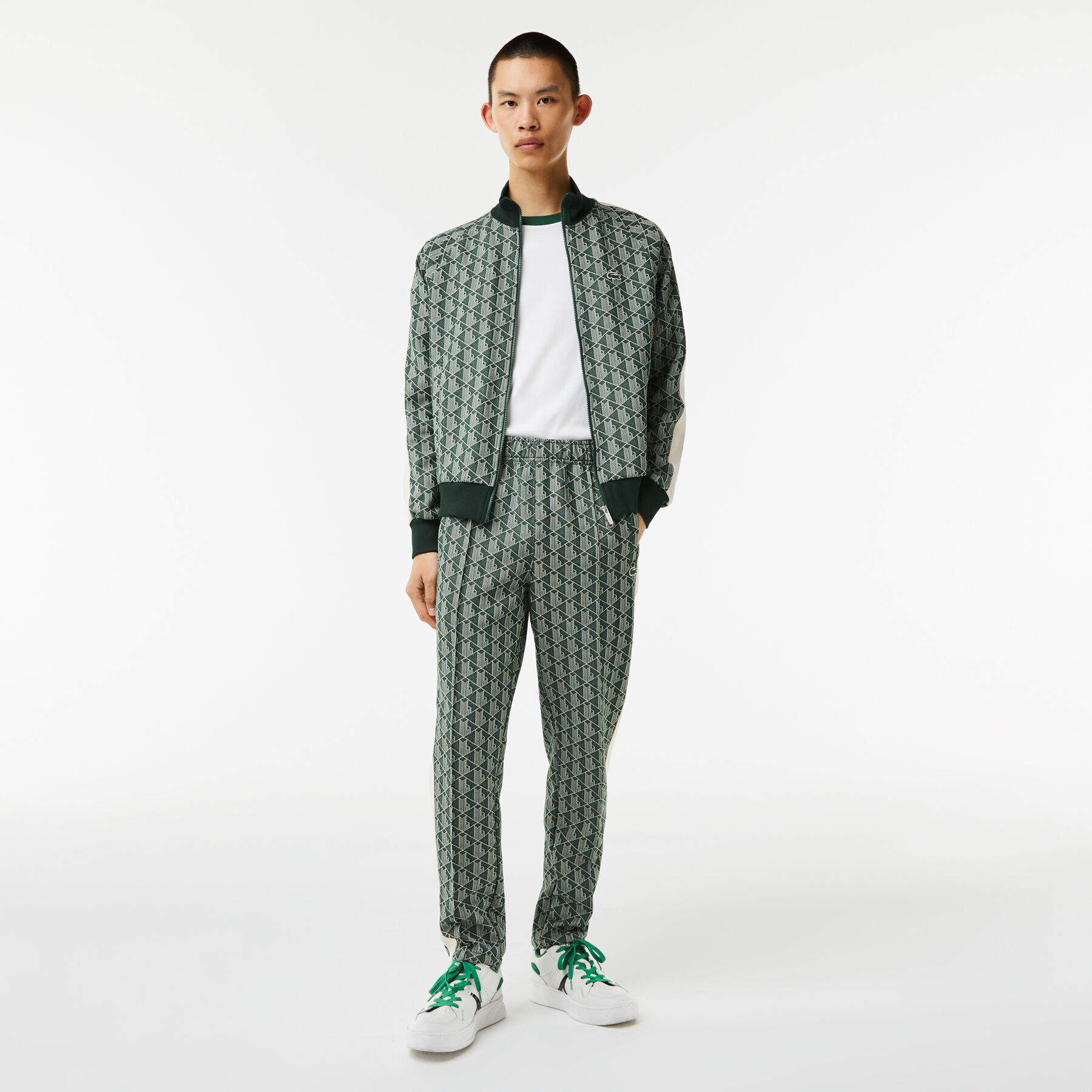 men s lacoste monogram print trackpants