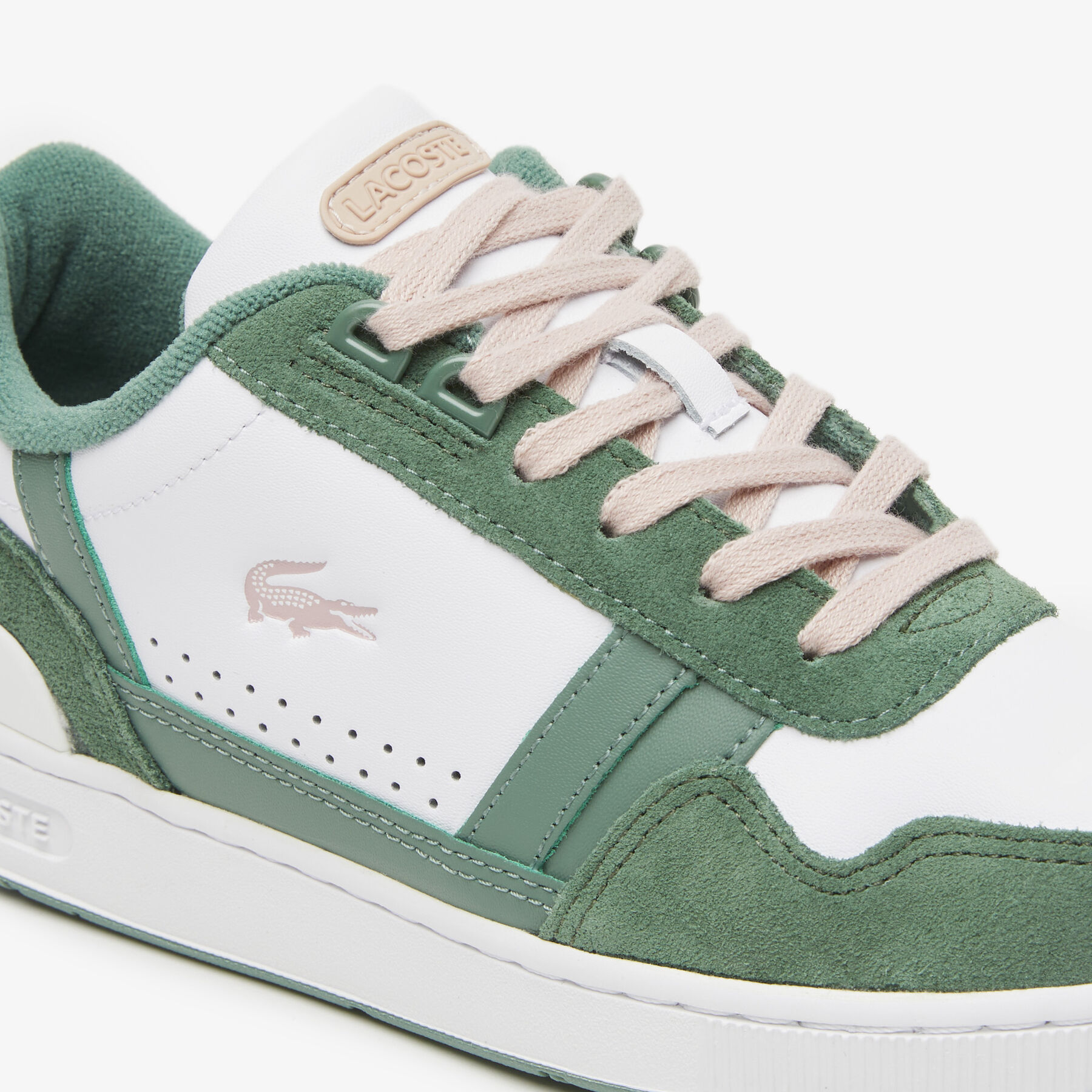 Women's Lacoste T-Clip Leather Colour Contrast Trainers women s lacoste t clip leather colour contrast trainers